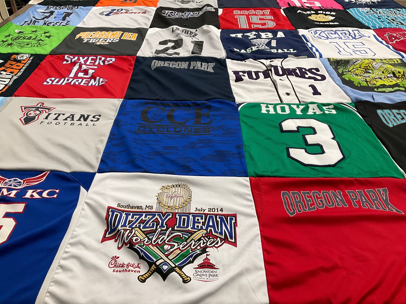 T-shirt quilt featuring titans football, pigsahatchee tigers by michelle from MO