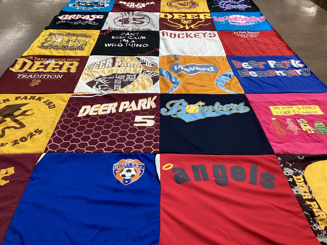 T-shirt quilt featuring deer park bombers, deer park rockets by Erin from TX