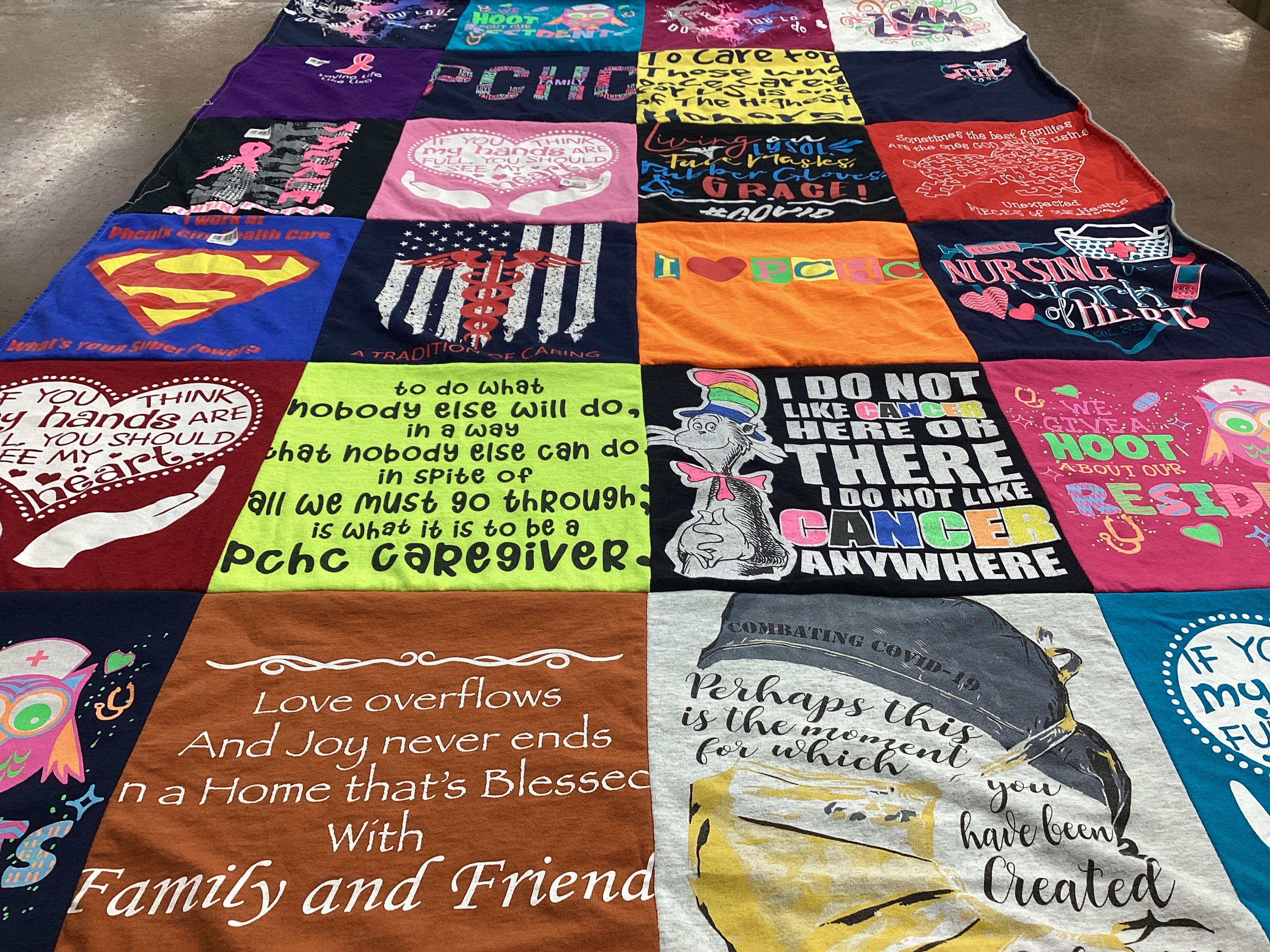 T-shirt quilt with nursing, healthcare themes by Makayla from AL