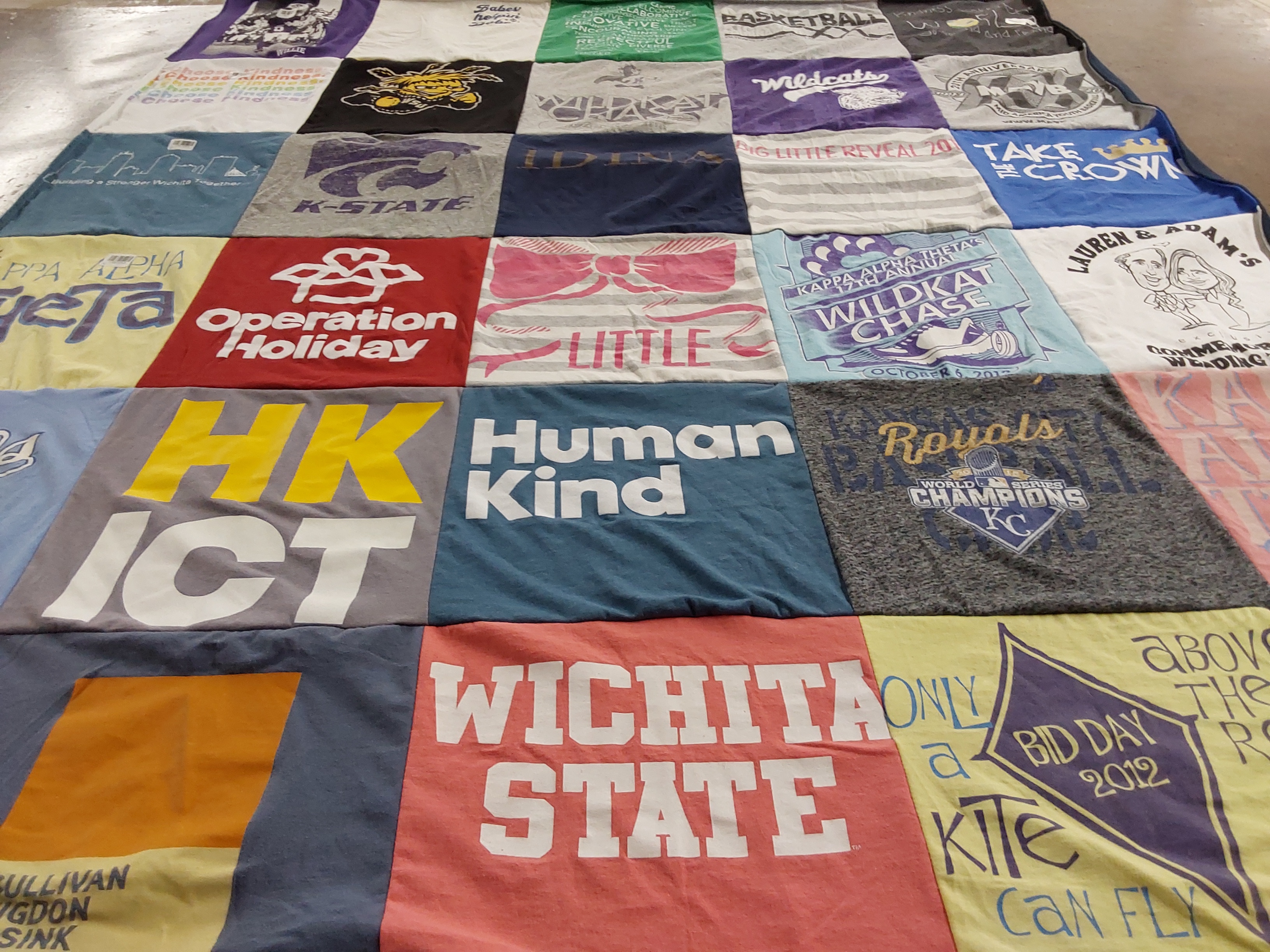 T-shirt quilt featuring kansas state wildcats, kc royals by Emily from KS