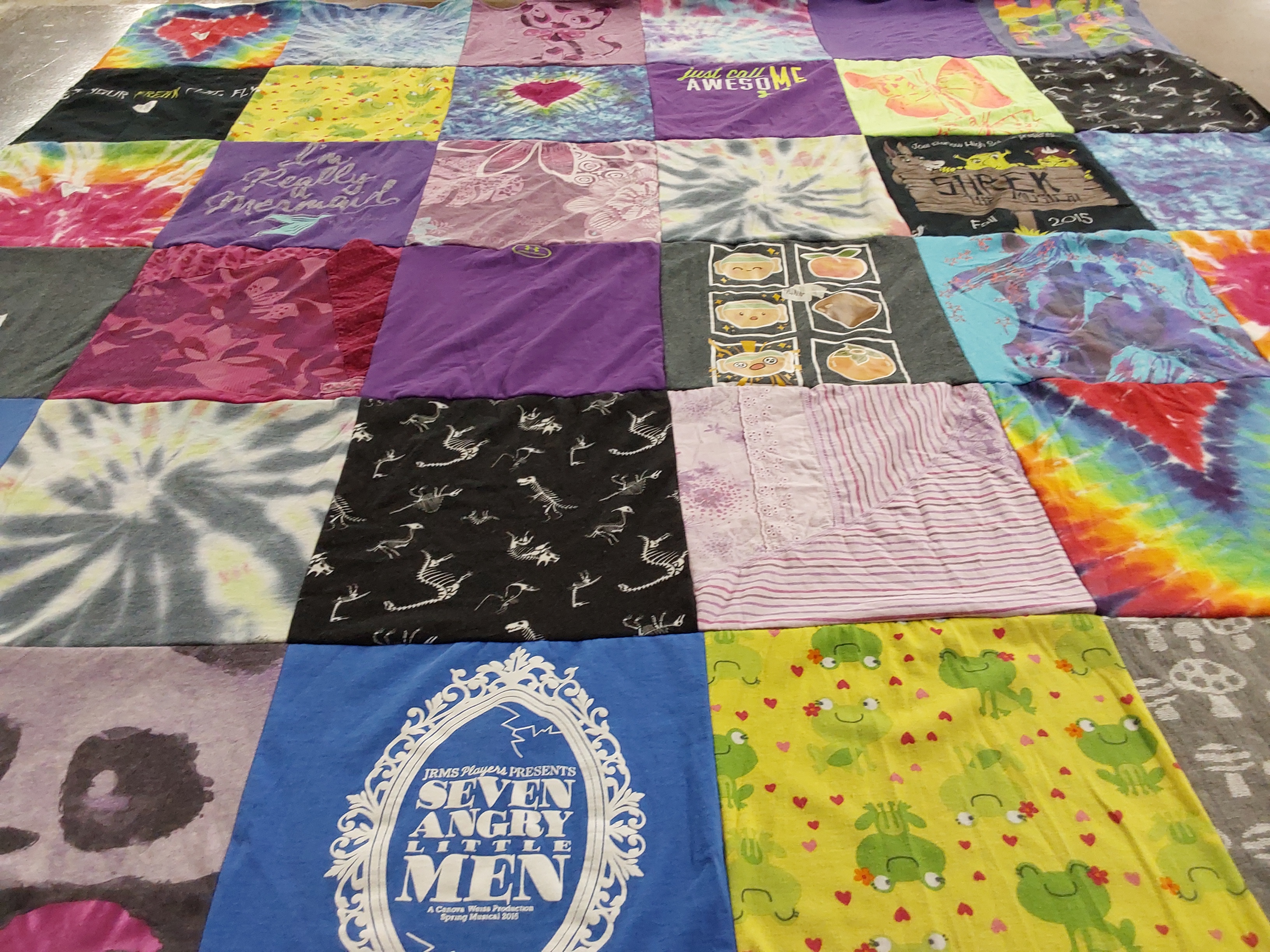 T-shirt quilt from jrms performing arts program by laura from CT