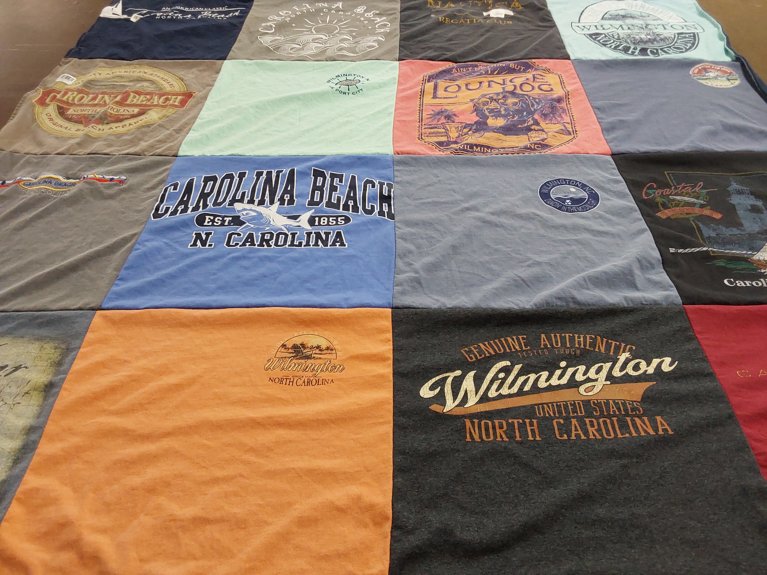 T-shirt quilt with travel, beach themes by Angie from TN