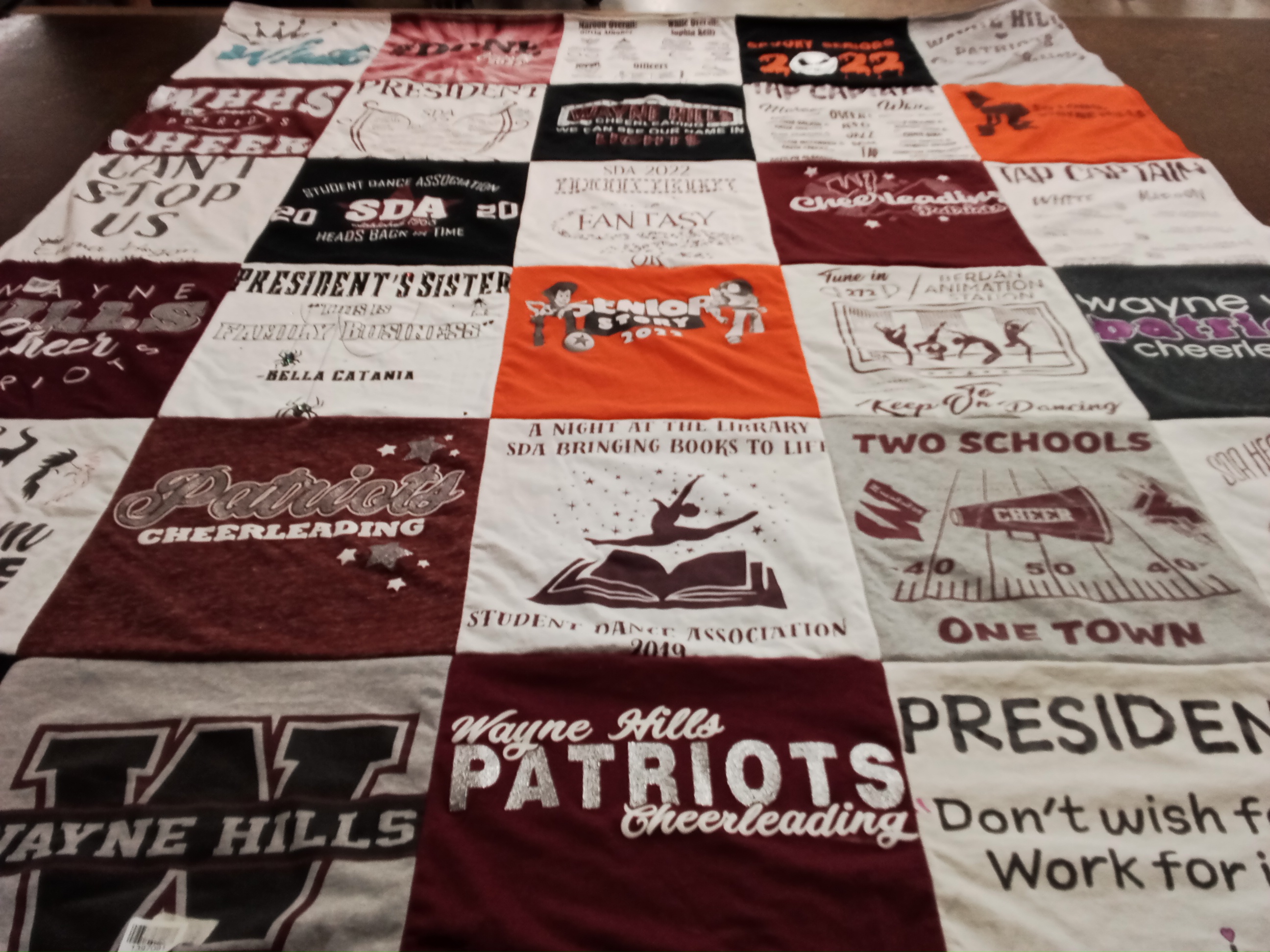 T-shirt quilt featuring waynehills patriots cheerleading by Hilary from NJ