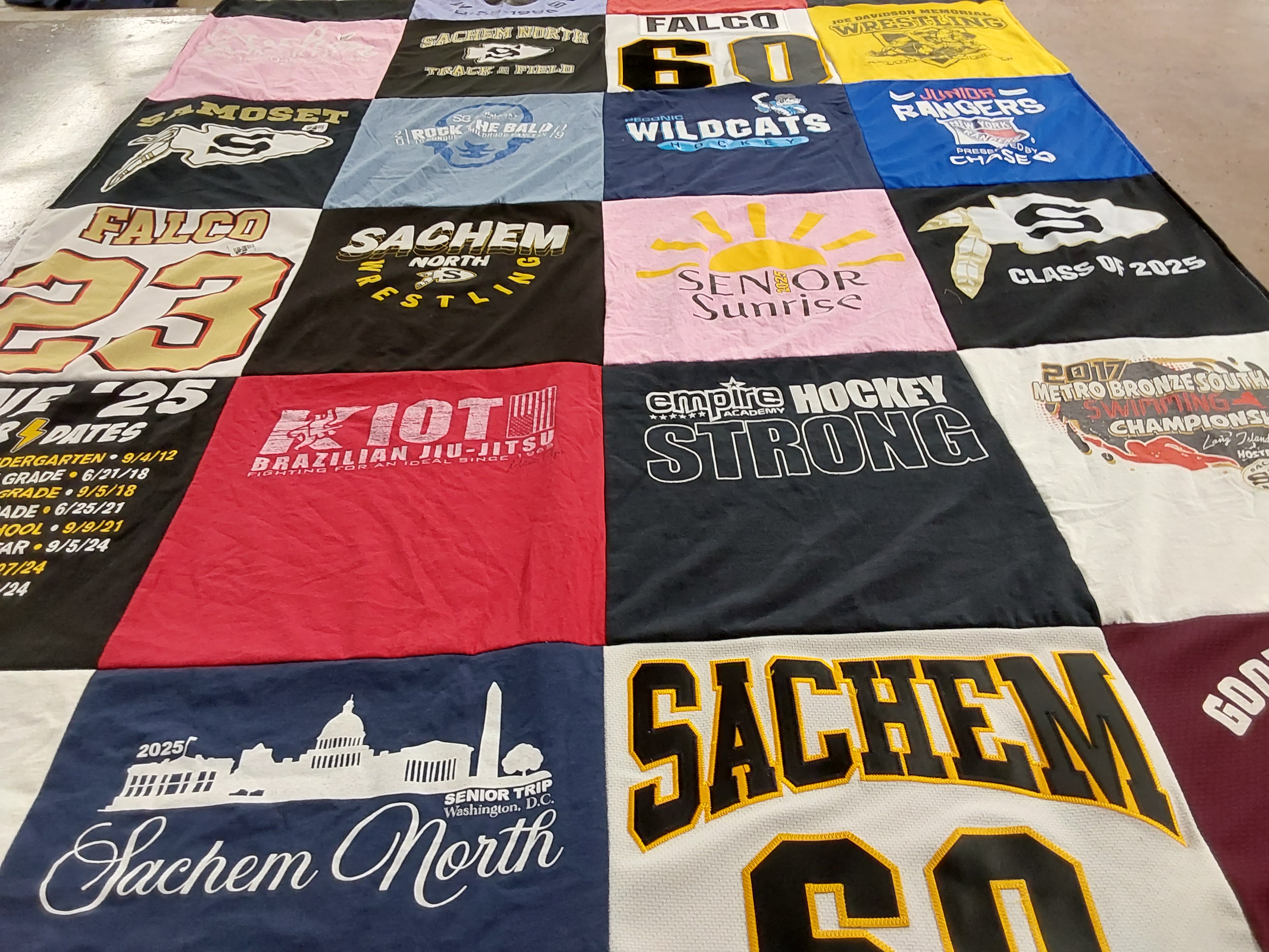 T-shirt quilt featuring sachem wildcats, junior rangers by Melissa from NY