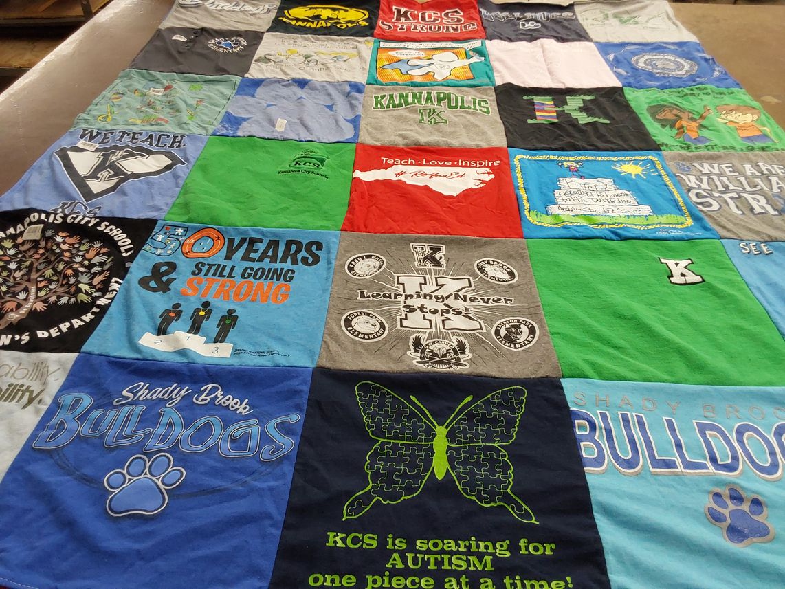T-shirt quilt featuring shady brook bulldogs by Angela from NC