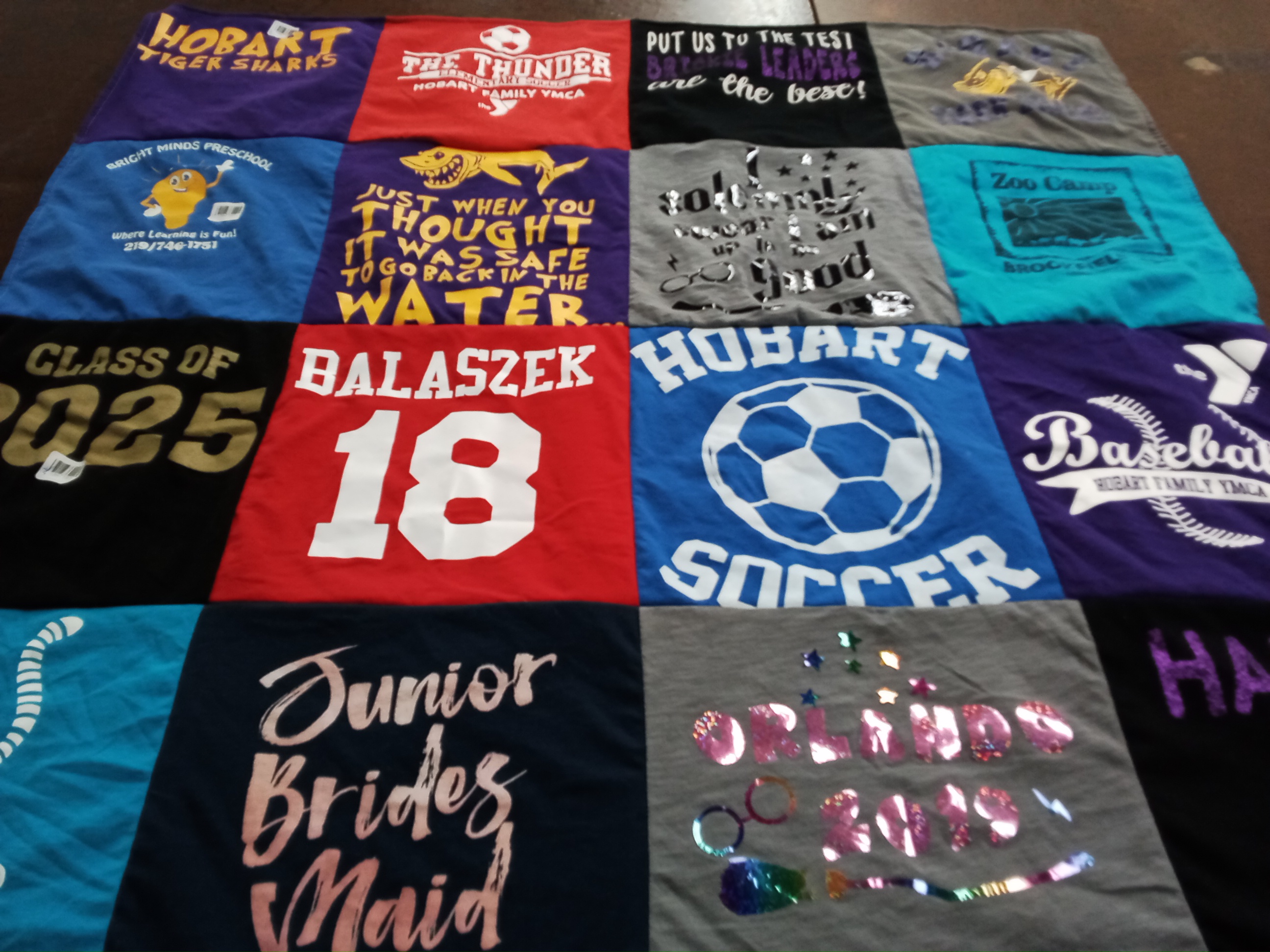 T-shirt quilt featuring hobart soccer by Teresa from IN