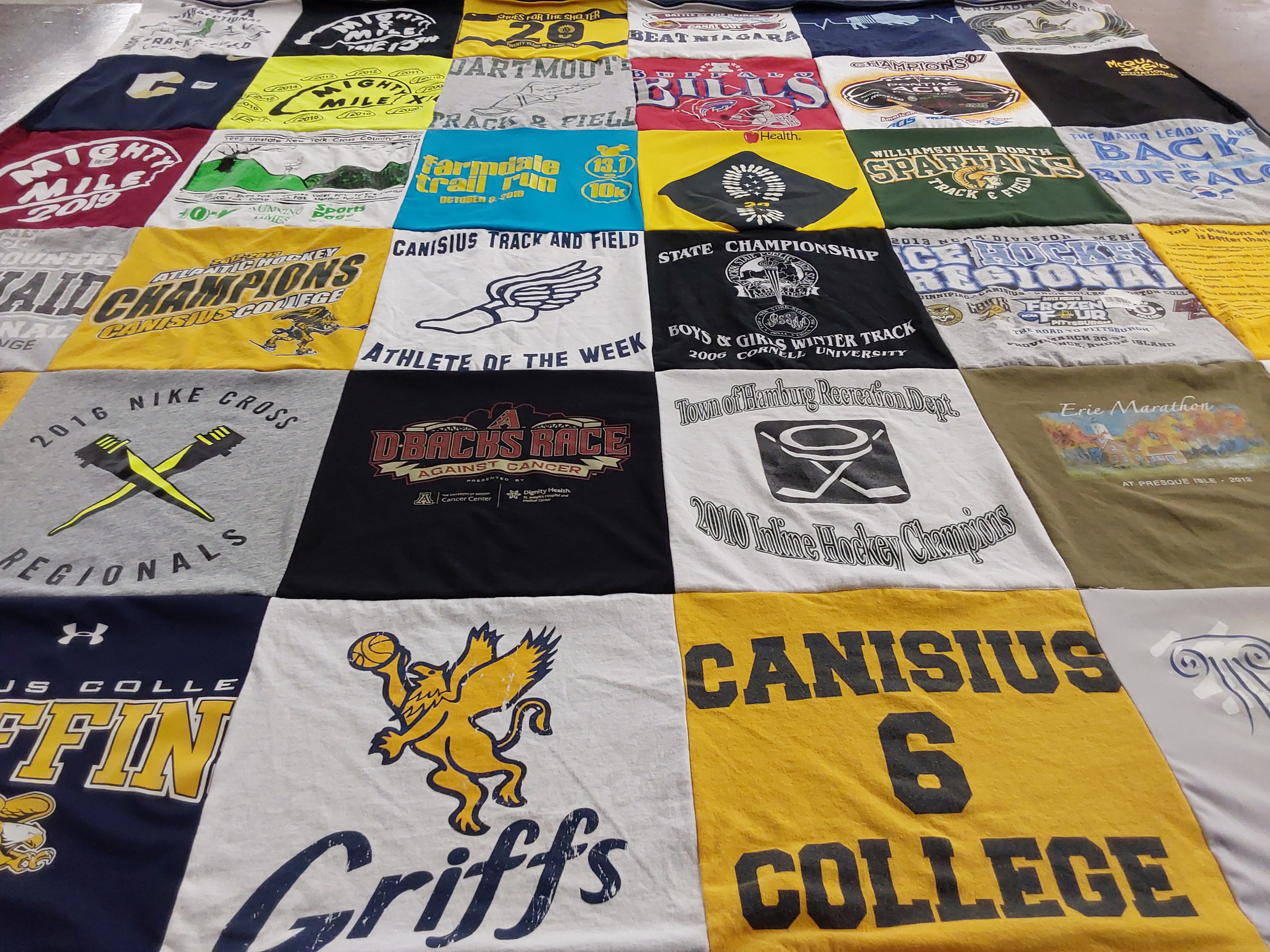 T-shirt quilt featuring canisius college, williamsville north spartan by Robert from NY