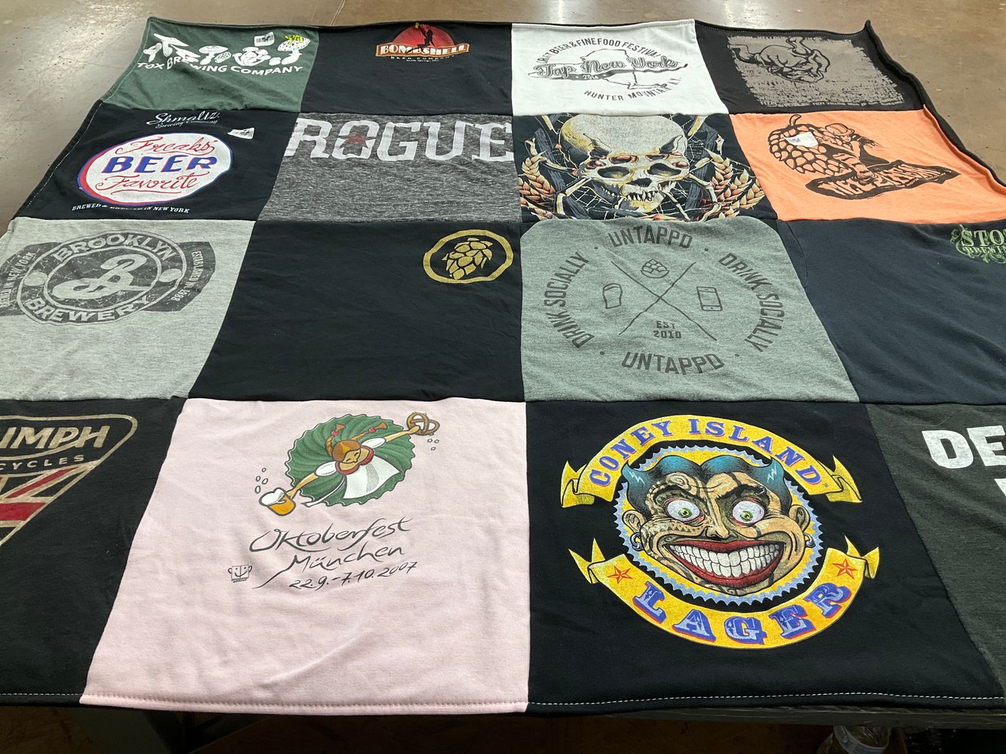 T-shirt quilt with brewing, beer themes by Anthony from NY