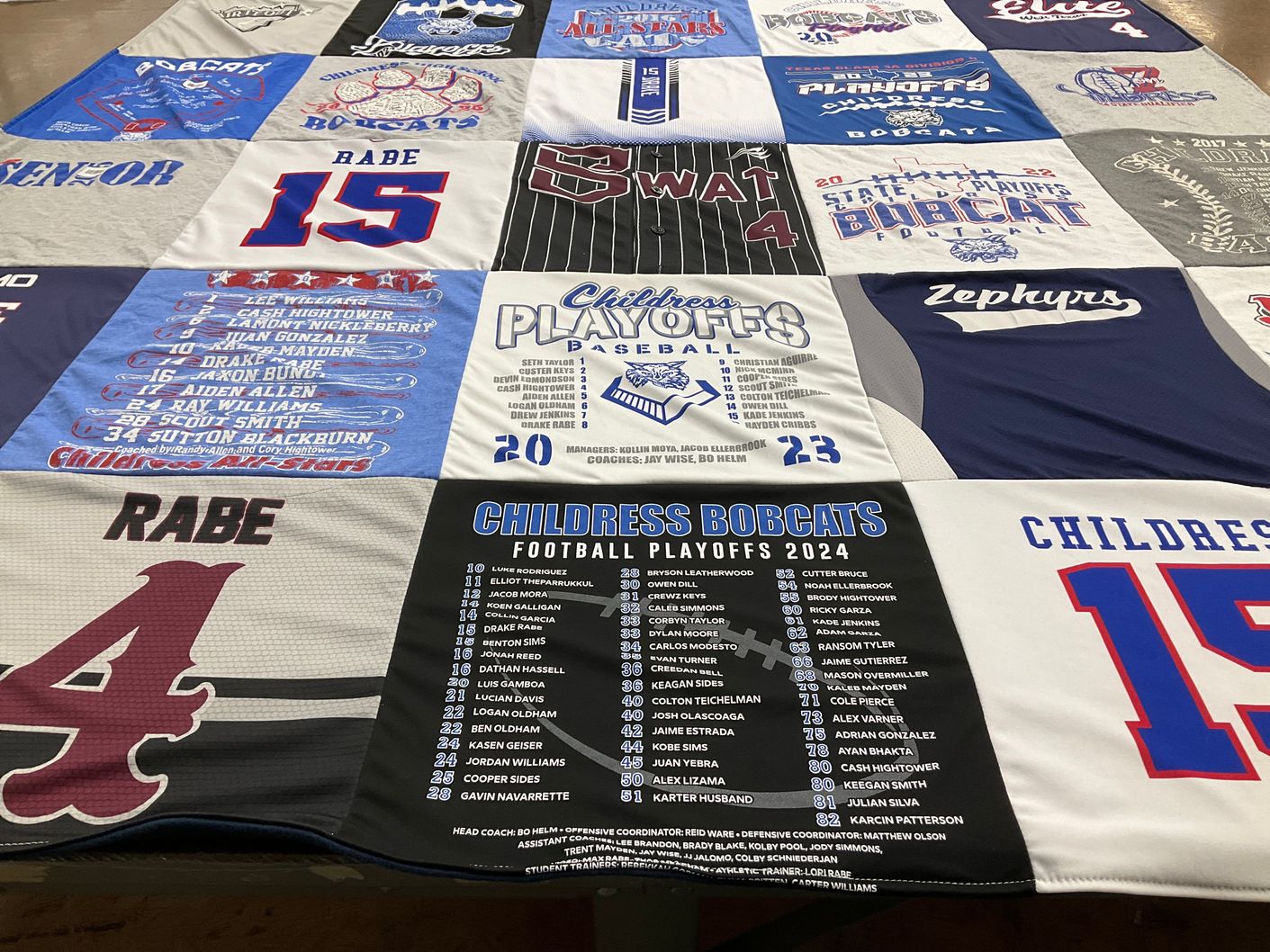 T-shirt quilt featuring childress bobcats by Lori from TX