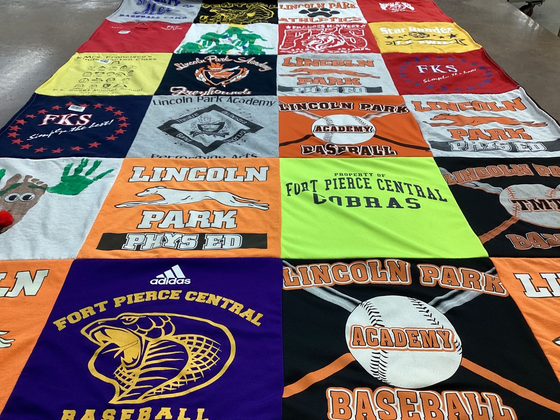 T-shirt quilt featuring fort pierce central cougars by Tanya from FL