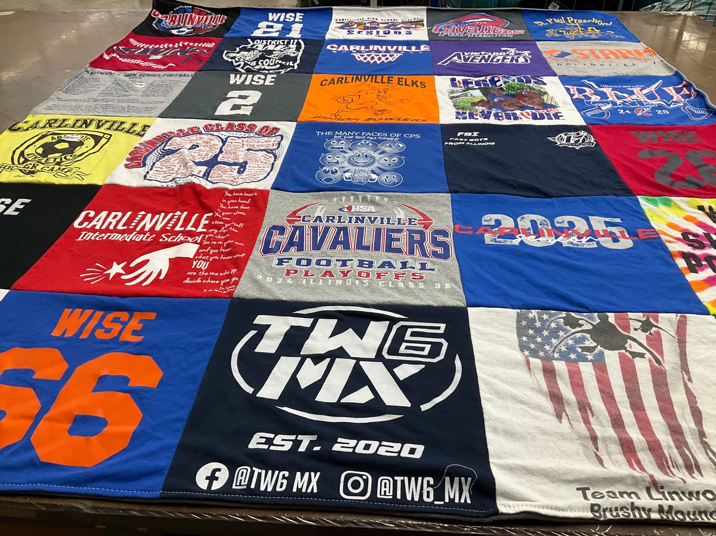 T-shirt quilt featuring carlinville cavaliers football by Brandon from IL