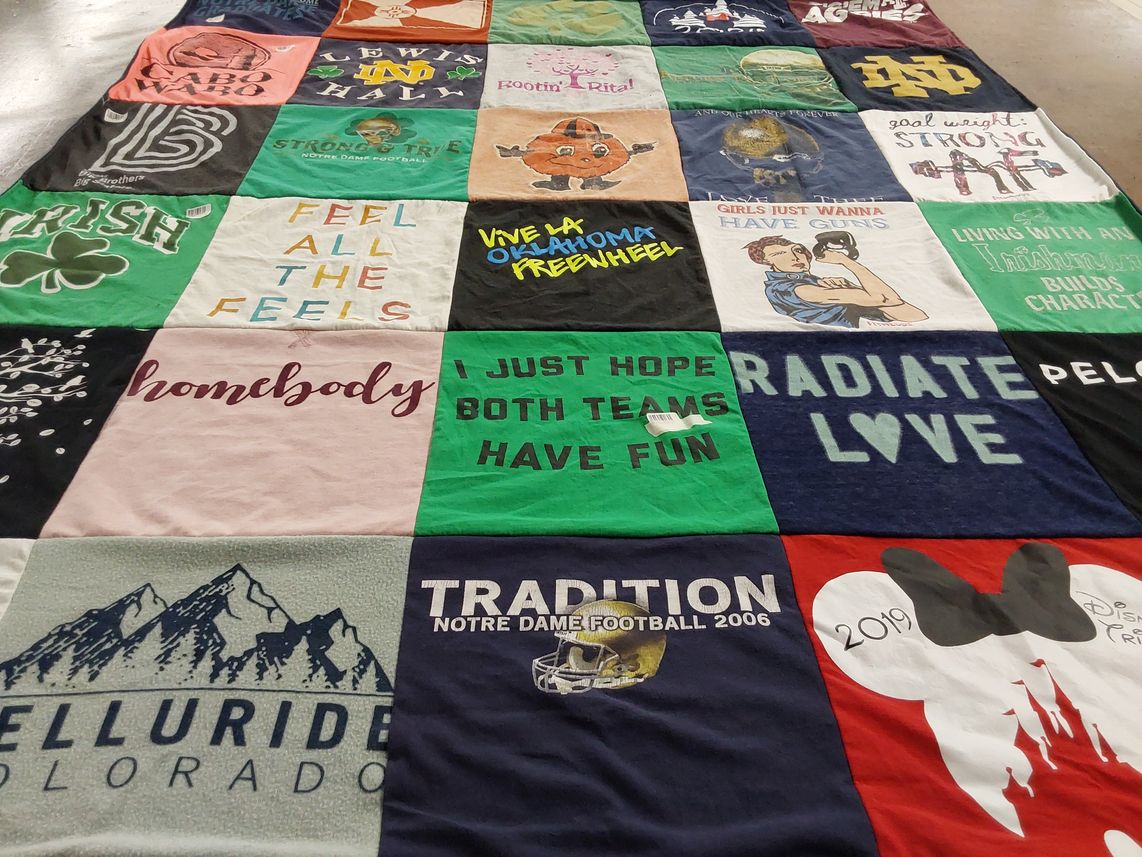 T-shirt quilt featuring notre dame football by Ellen  from KS