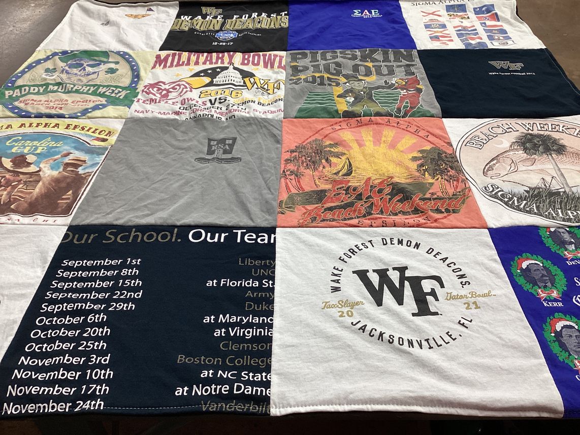 T-shirt quilt featuring wake forest demon deacons by Robin from NC