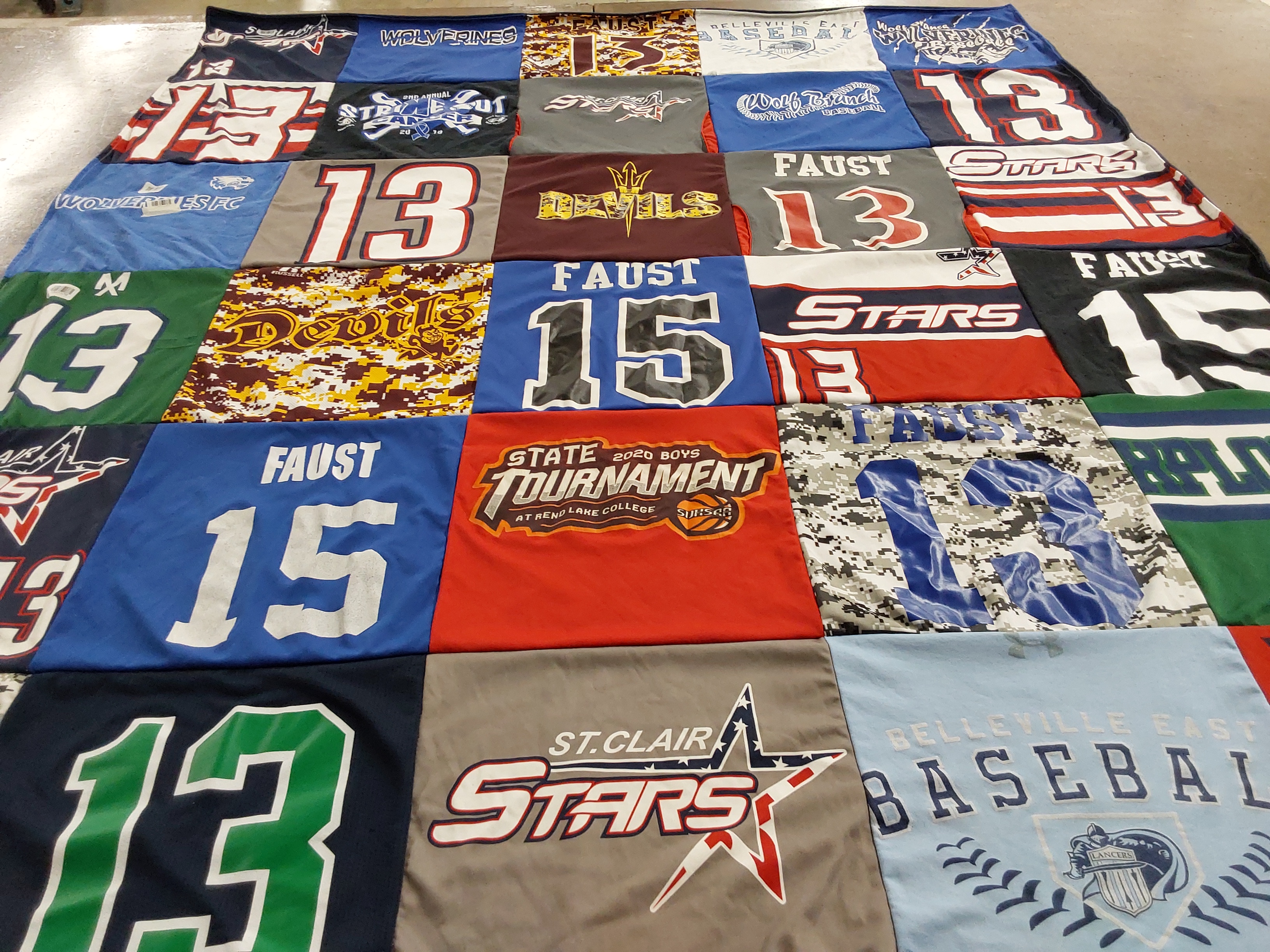 T-shirt quilt featuring stars, wolverines by Carrie from IL