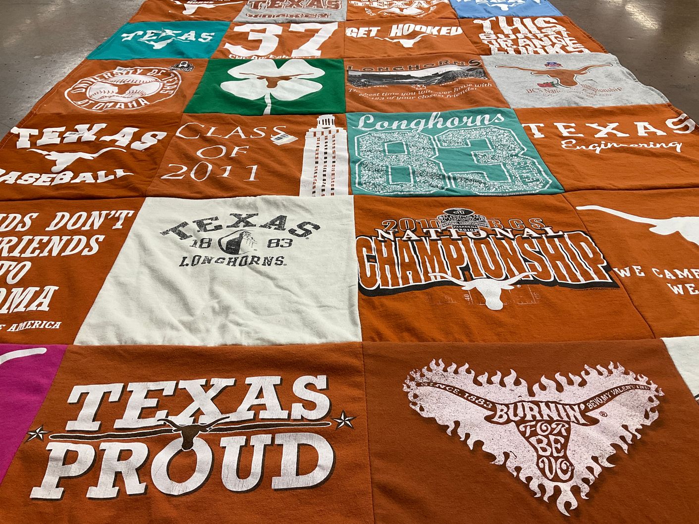 T-shirt quilt featuring texas longhorns baseball, texas longhorns by Laura from TX
