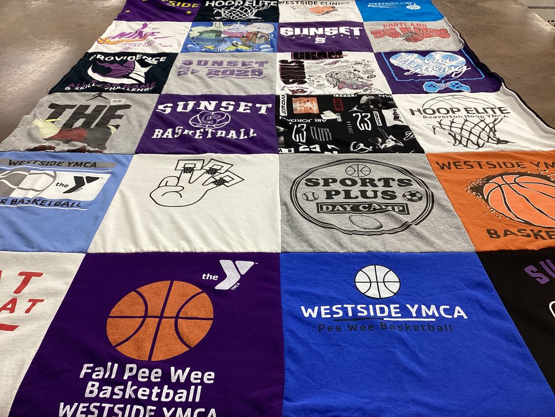 T-shirt quilt featuring sunset basketball by Melissa  from OR