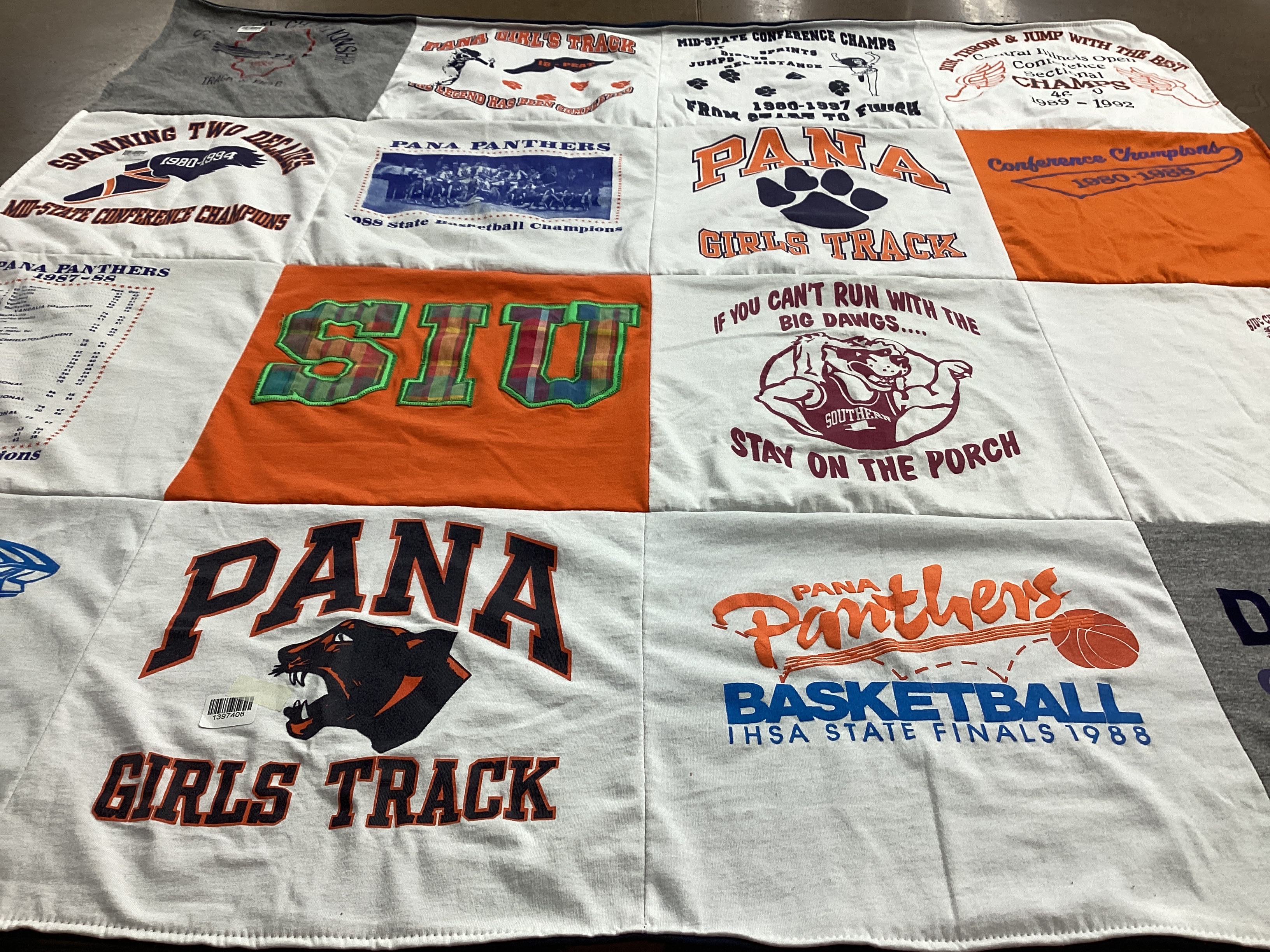 T-shirt quilt featuring pana panthers girls track, pana panthers basketball by Tamera from CO