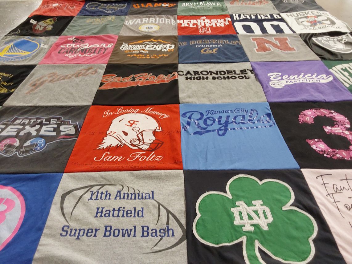 T-shirt quilt featuring san francisco giants, golden state warriors by Angela from CA