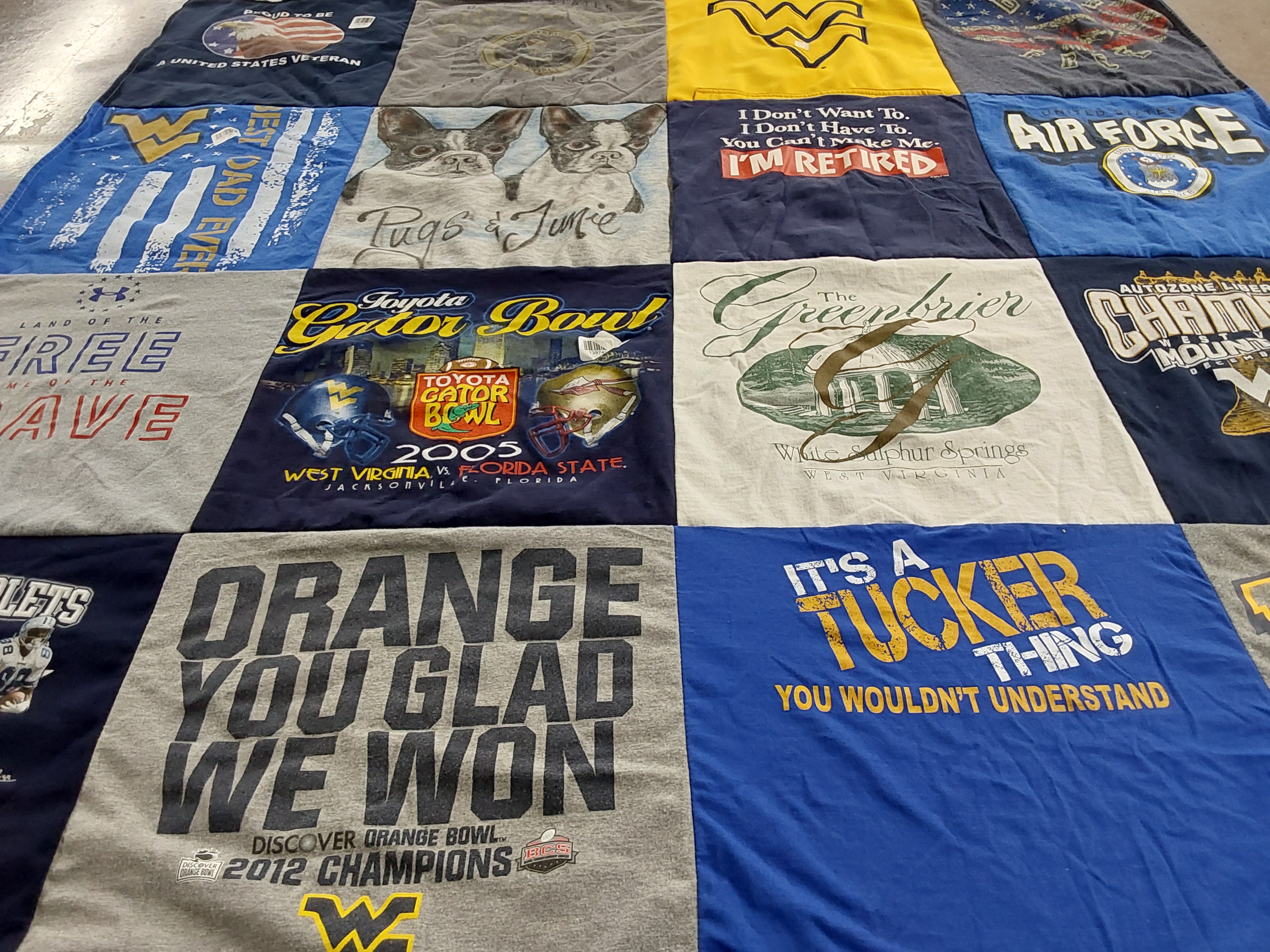 T-shirt quilt featuring west virginia mountaineers by Angela from KY