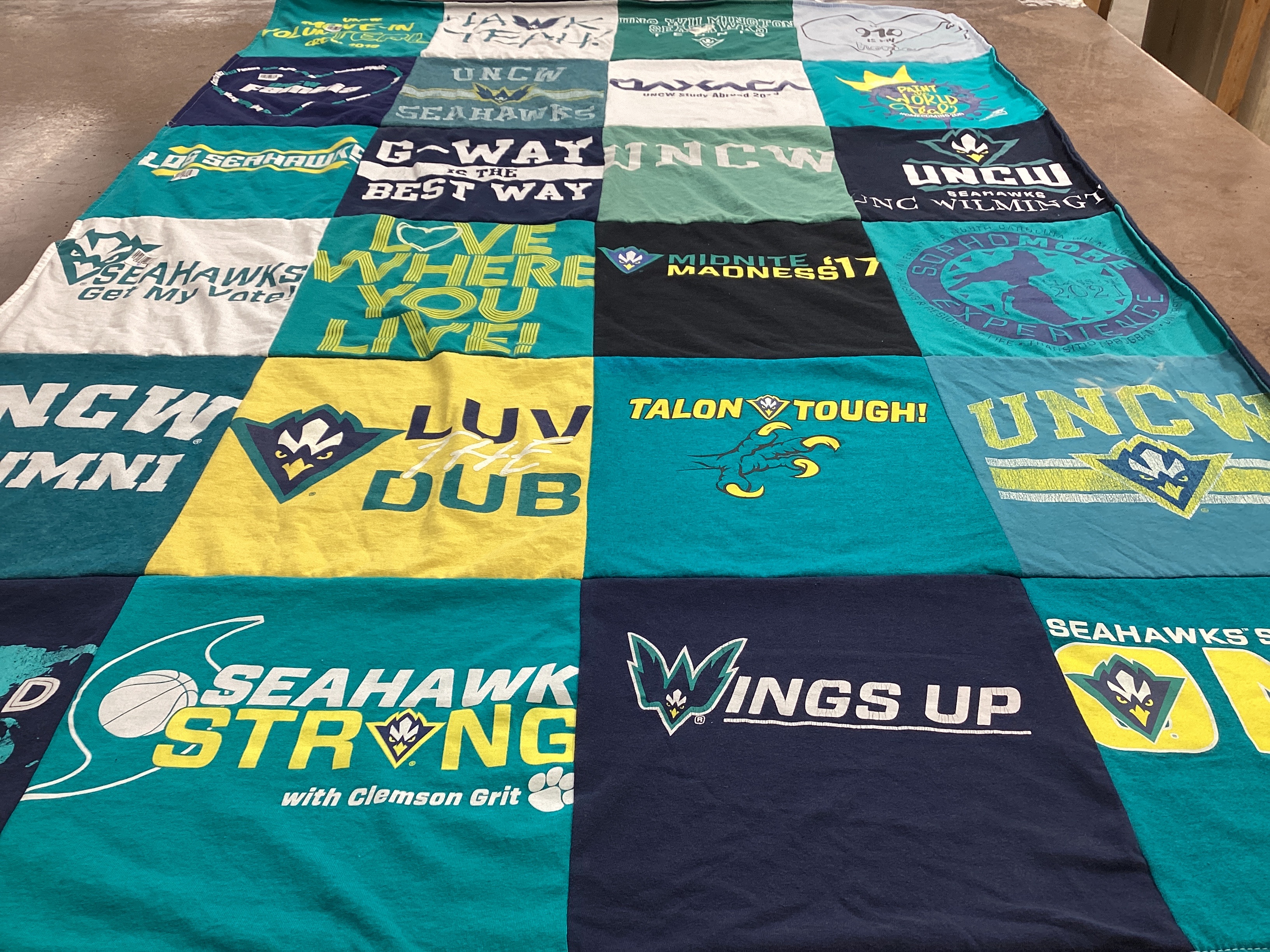 T-shirt quilt featuring unc wilmington seahawks by Nicole from NC