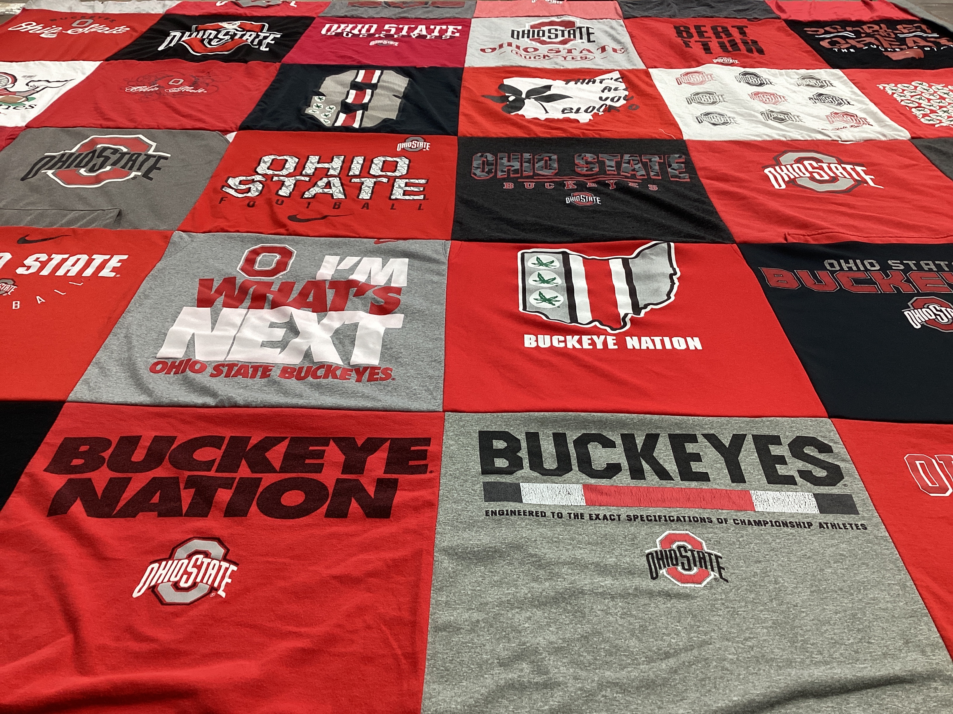 T-shirt quilt featuring ohio state buckeyes by Ali from OH