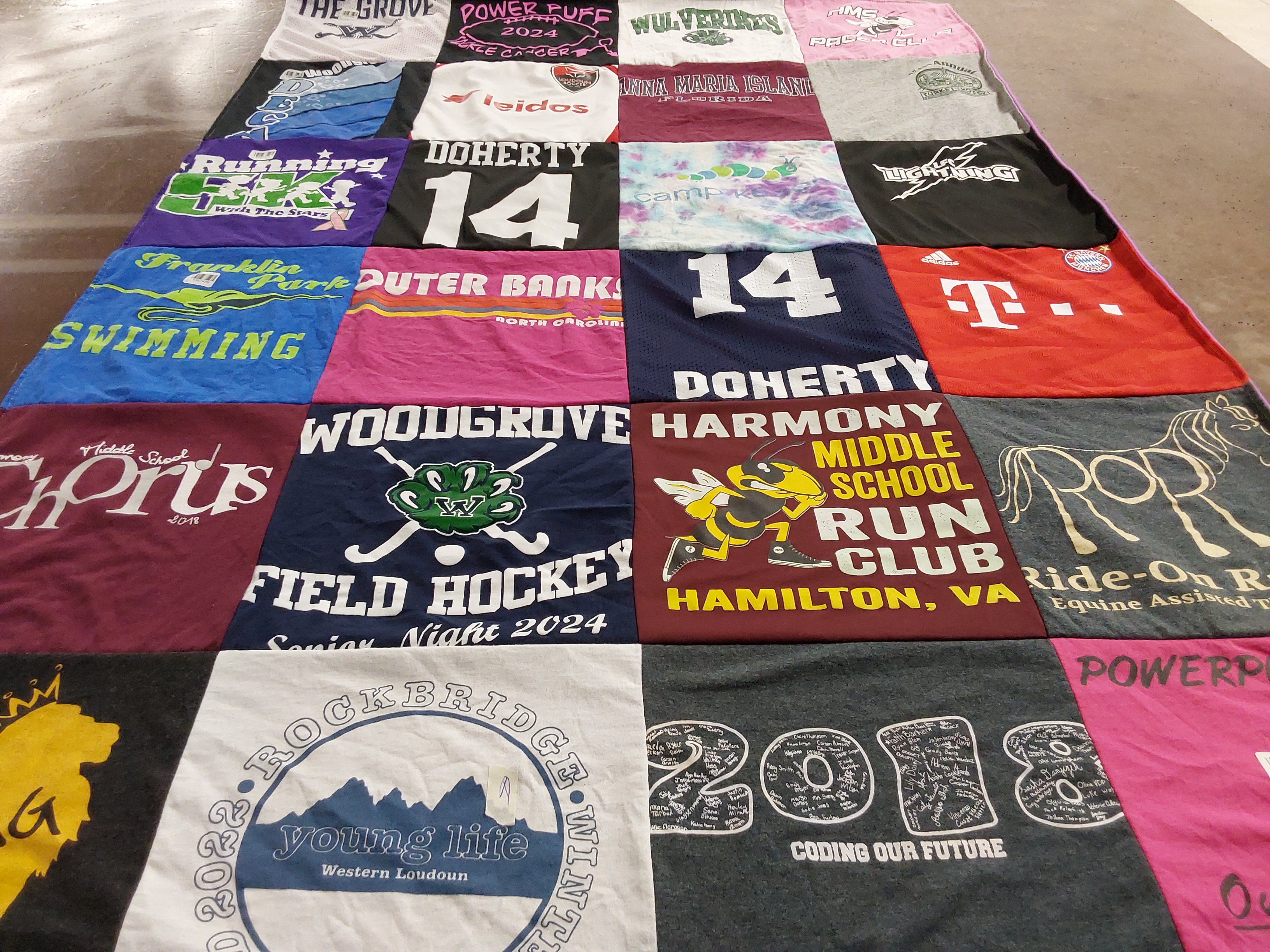 T-shirt quilt featuring harmony middle school run club by Kate from VA