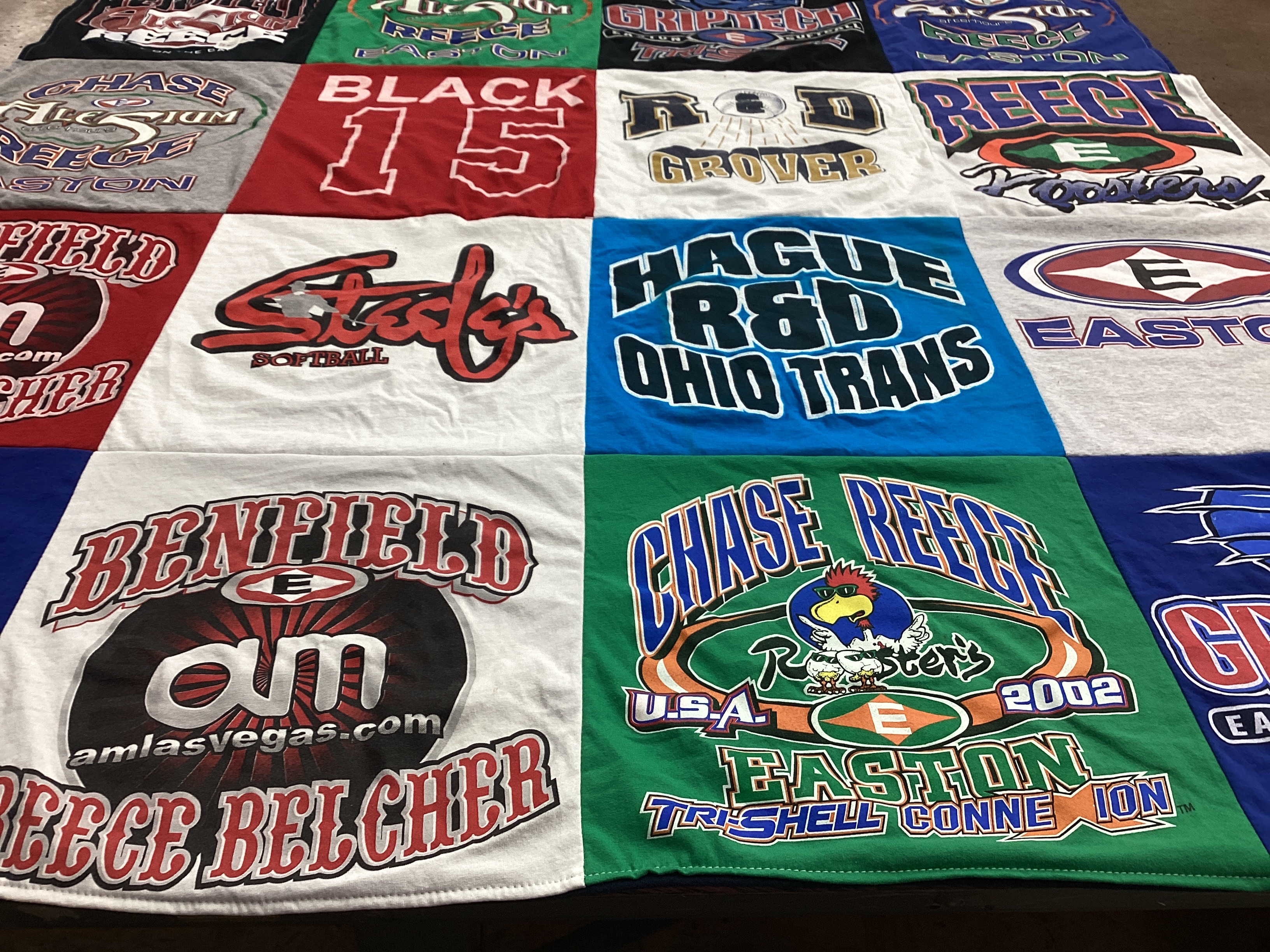 T-shirt quilt with softball themes by Tracy from NE