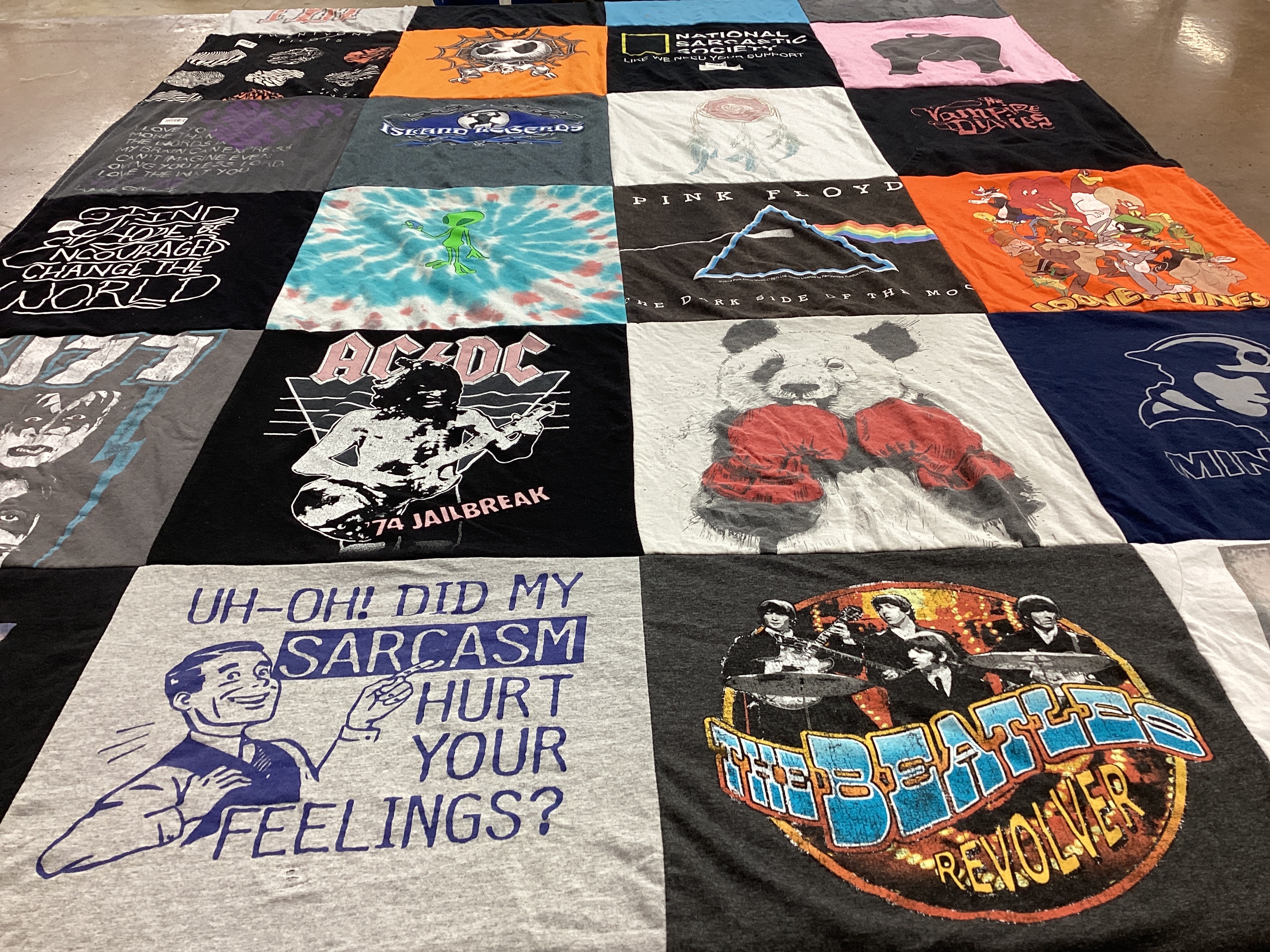 T-shirt quilt with music, humor themes by Michele from ID
