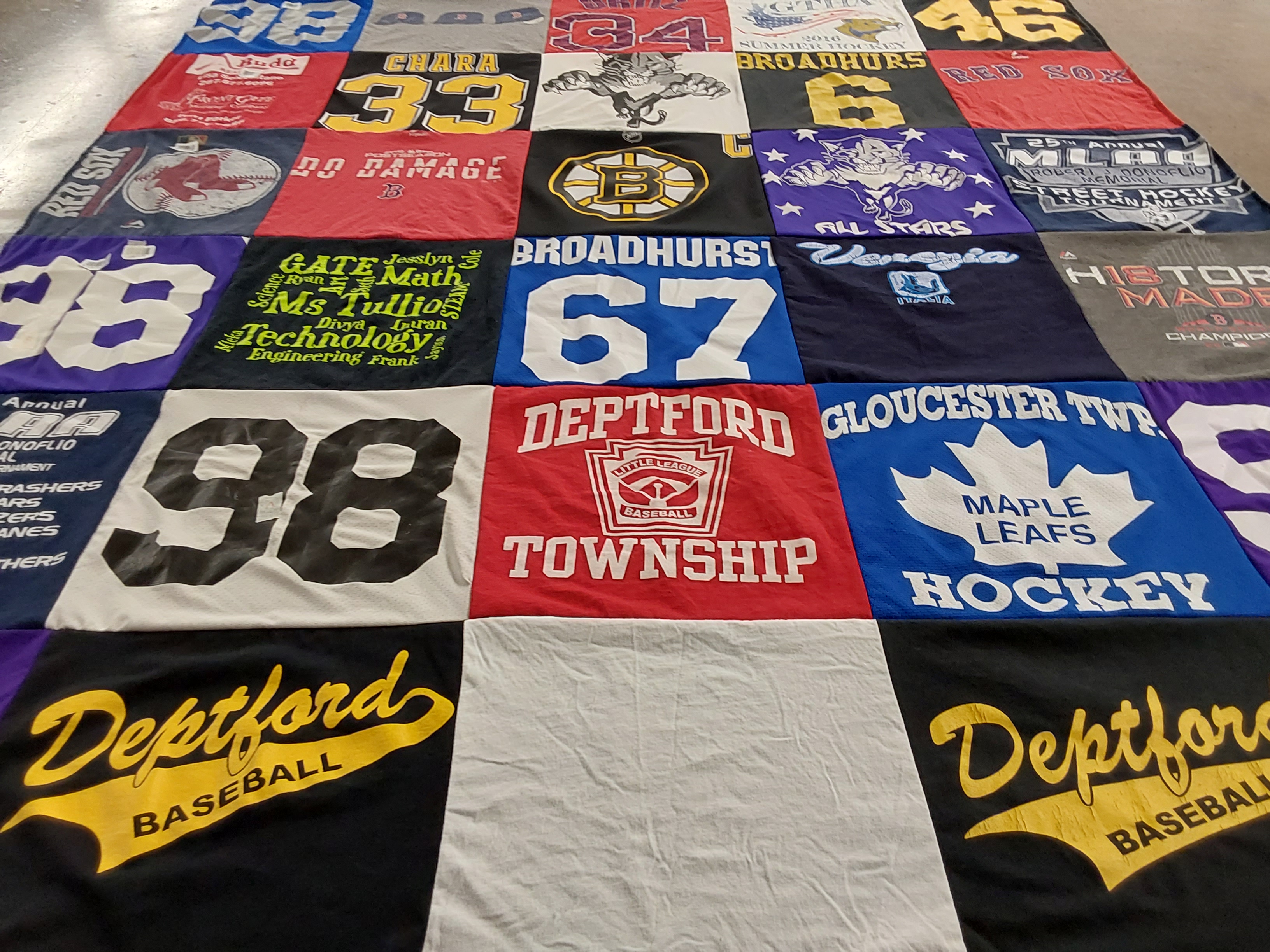 T-shirt quilt featuring boston red sox, maple leafs by susanne from NJ