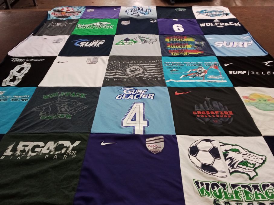 T-shirt quilt featuring wolfpack soccer by Dana from MT