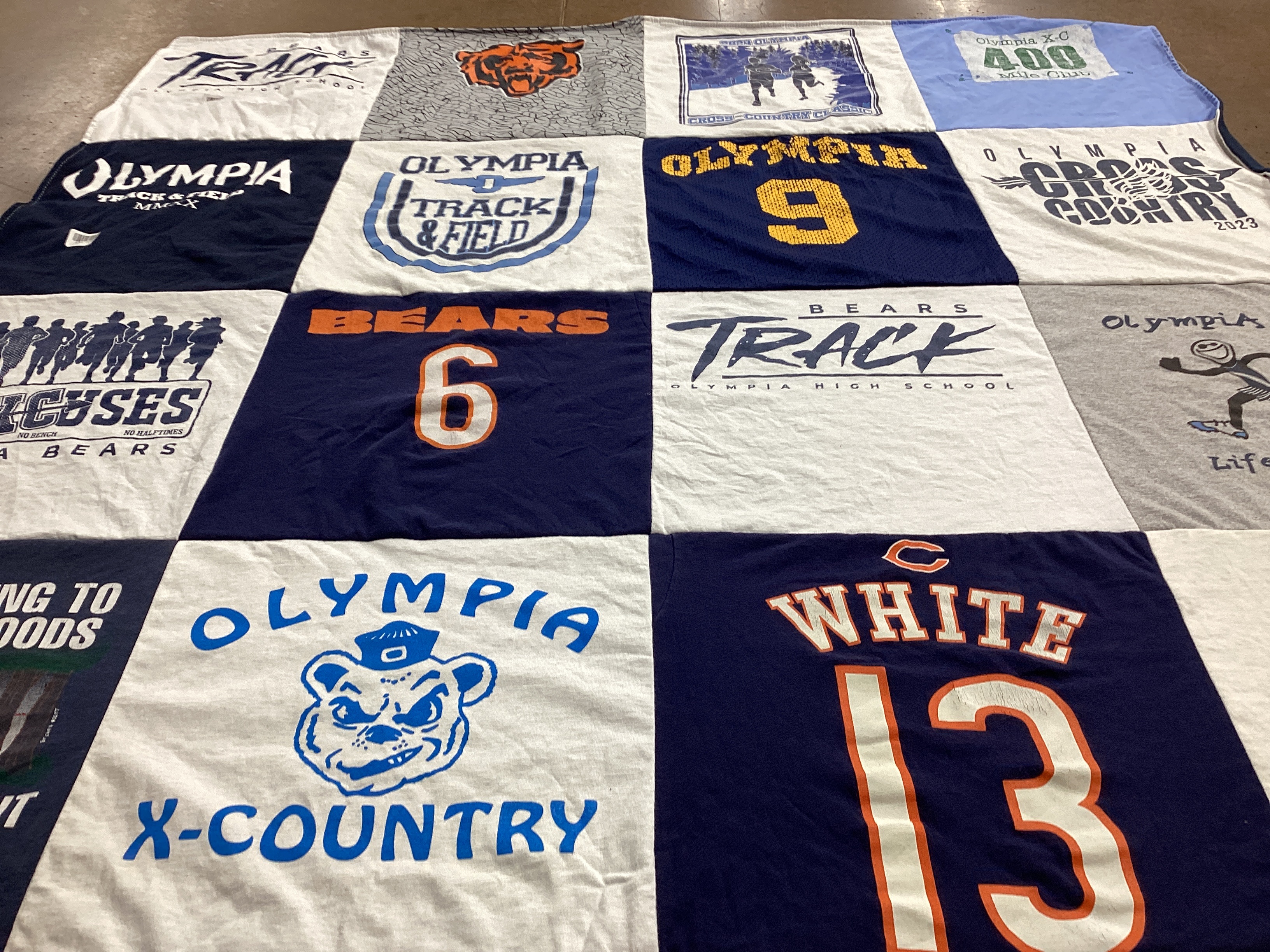 T-shirt quilt featuring olympia high school track and field, olympia high school cross country by Amy from WA