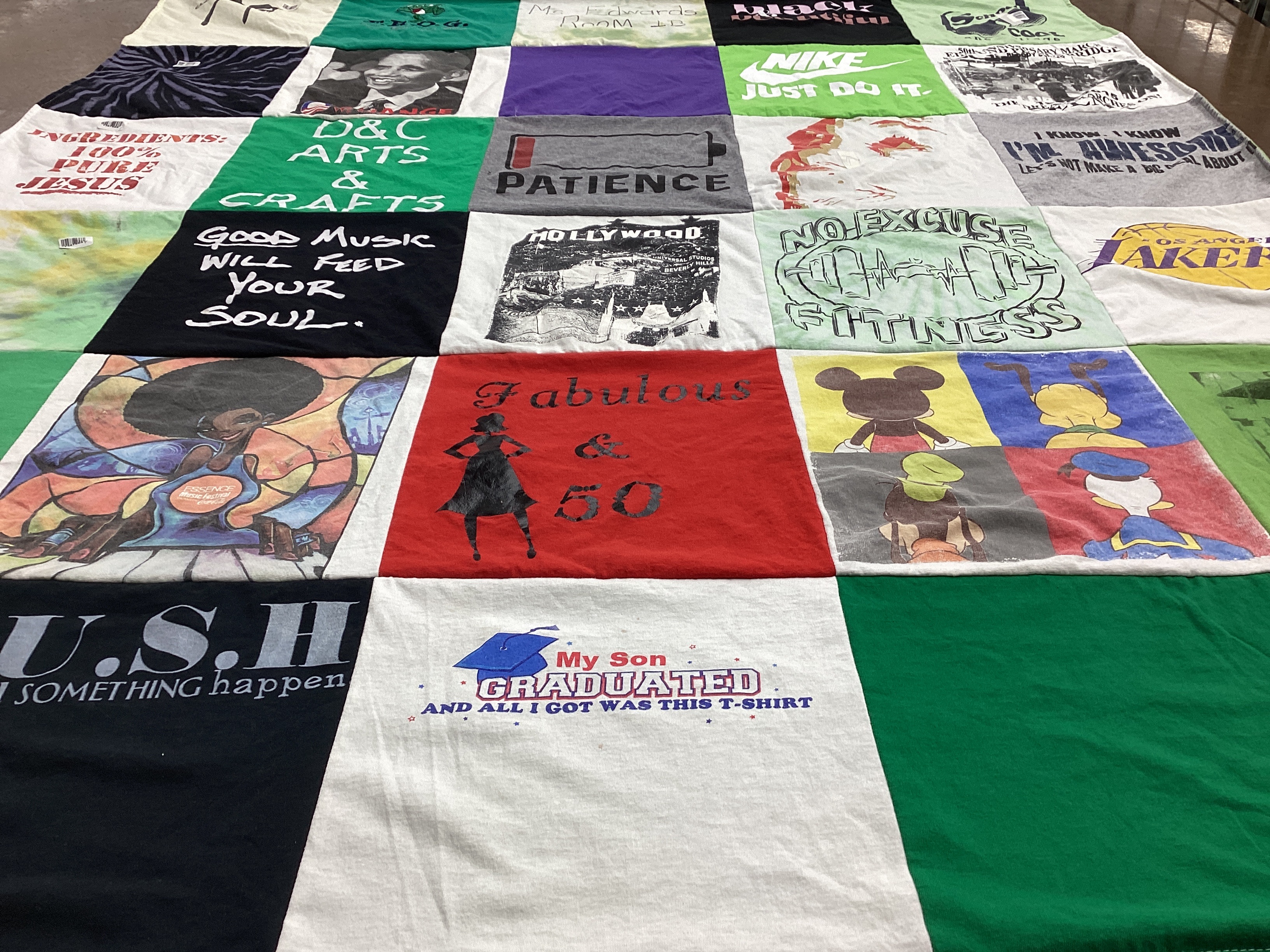 T-shirt quilt with music, crafts themes by Devonna from CA