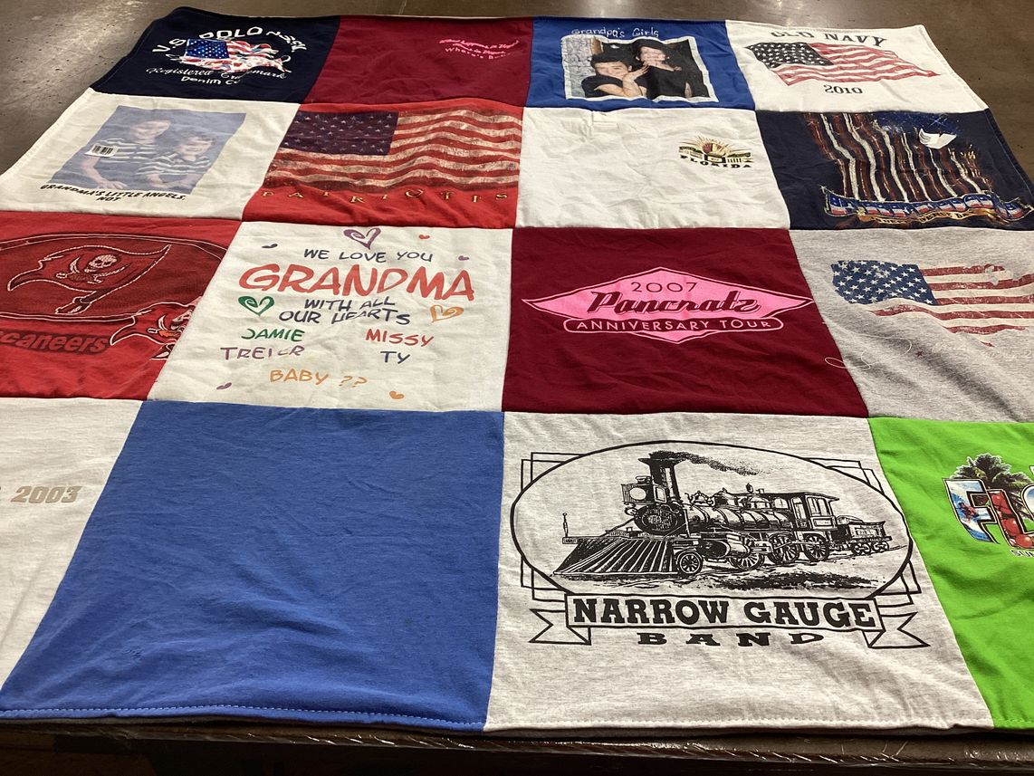 T-shirt quilt featuring tampa bay buccaneers by Lisa from IA