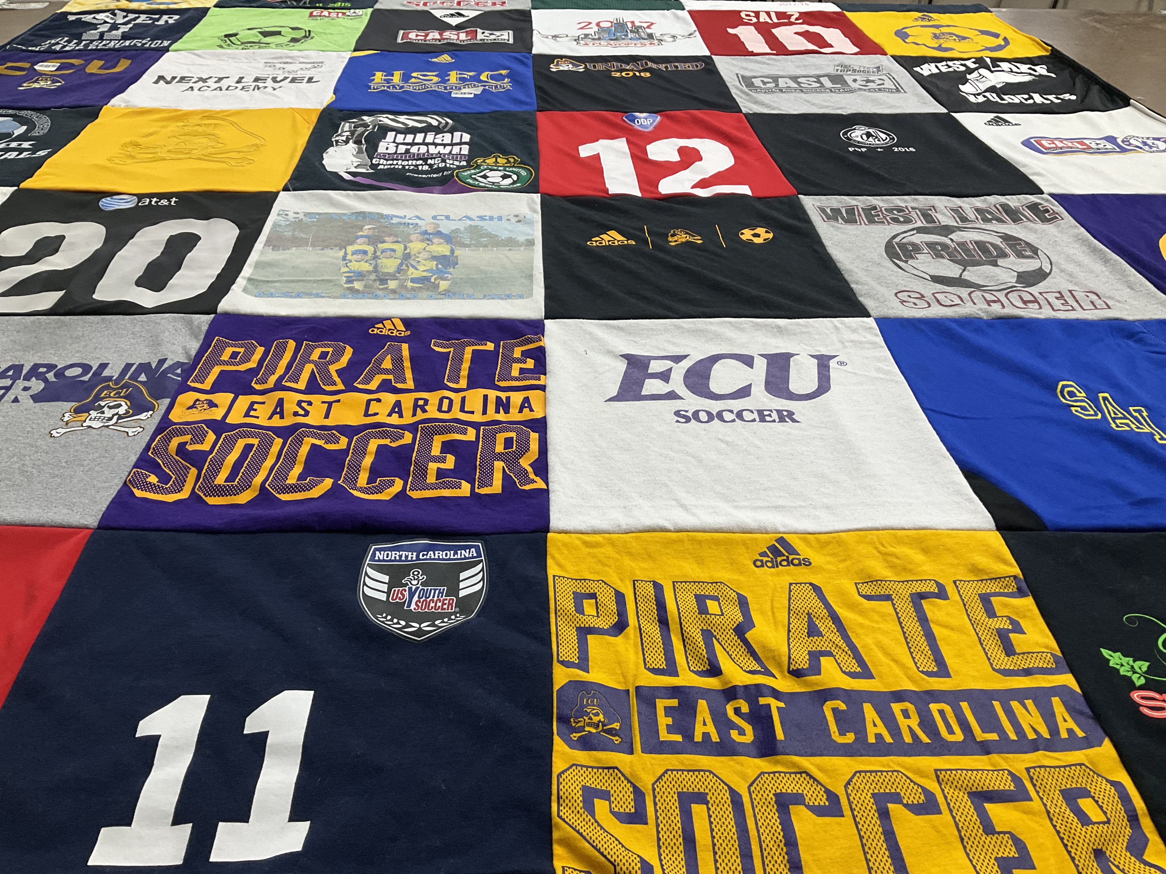 T-shirt quilt featuring east carolina university soccer, west lane pride soccer by Shari from NC