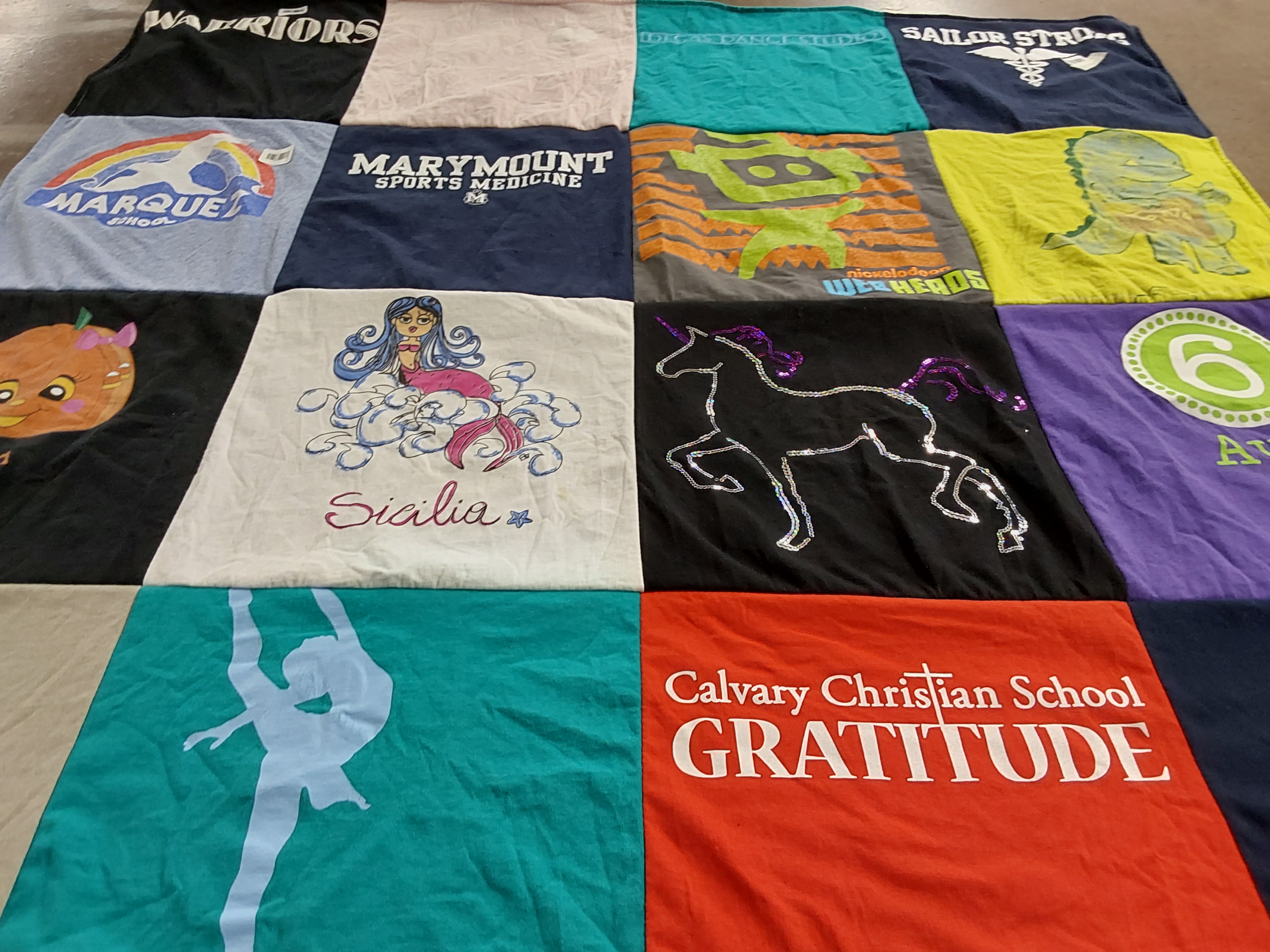 T-shirt quilt featuring warriors by Laura from CA