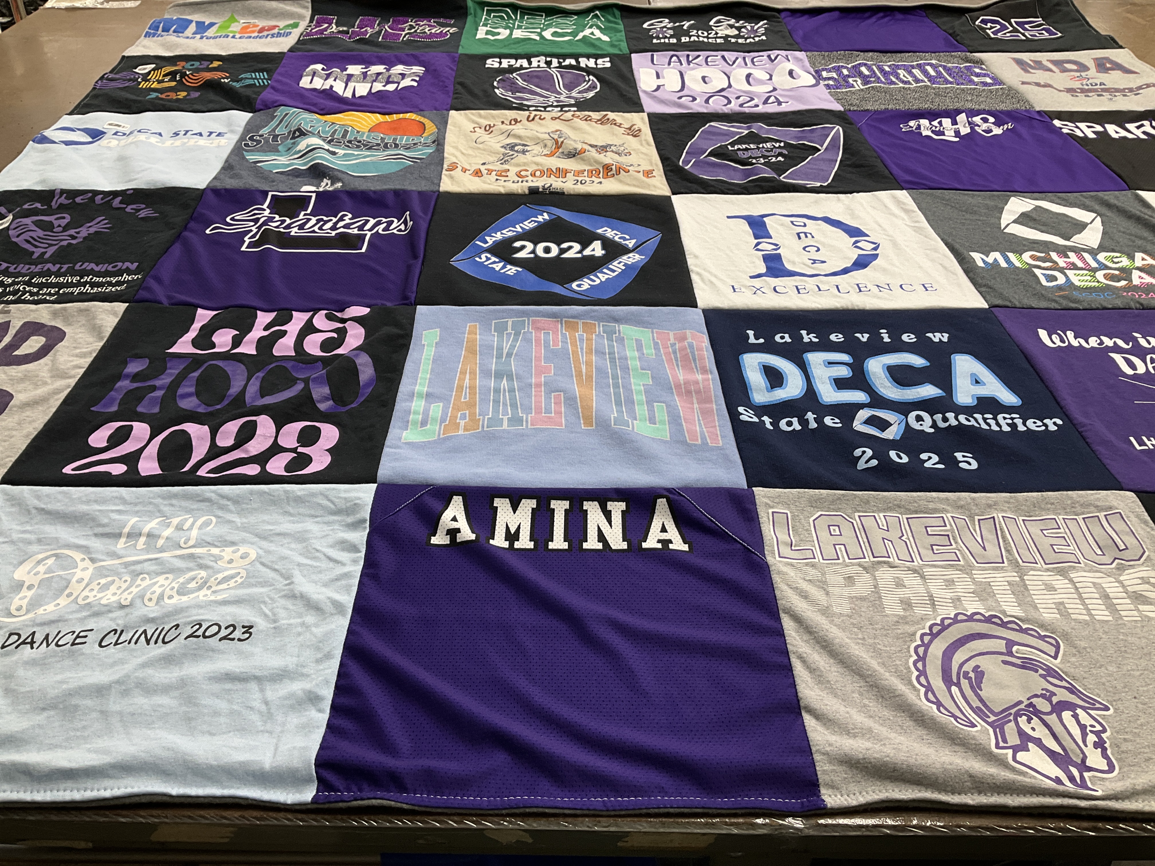 T-shirt quilt featuring lakeview spartans by Aisha from MI