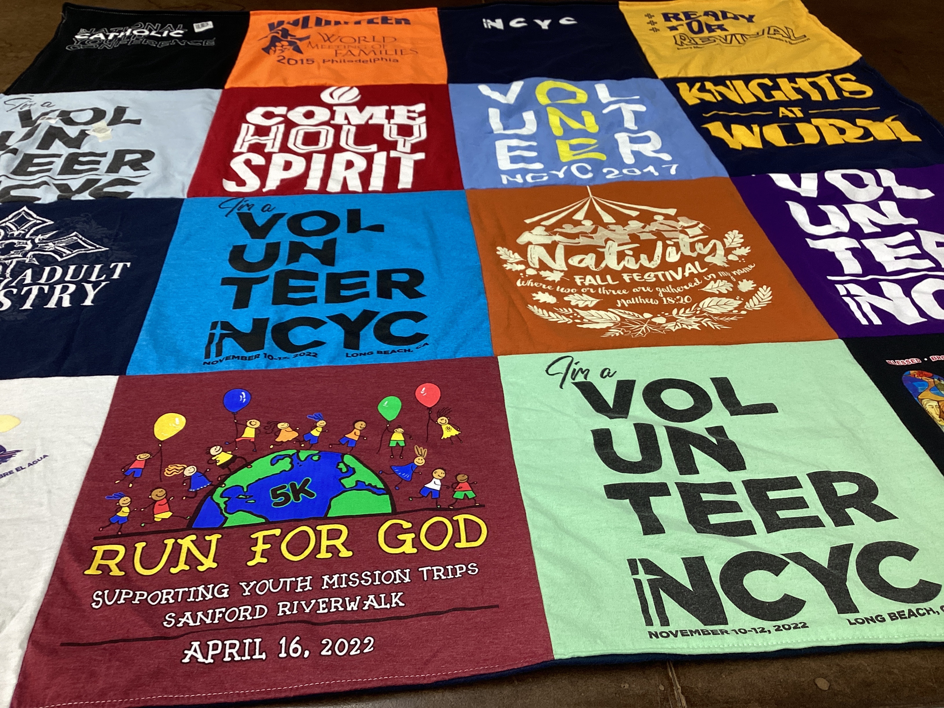 T-shirt quilt with volunteering, community service themes by Billy from FL