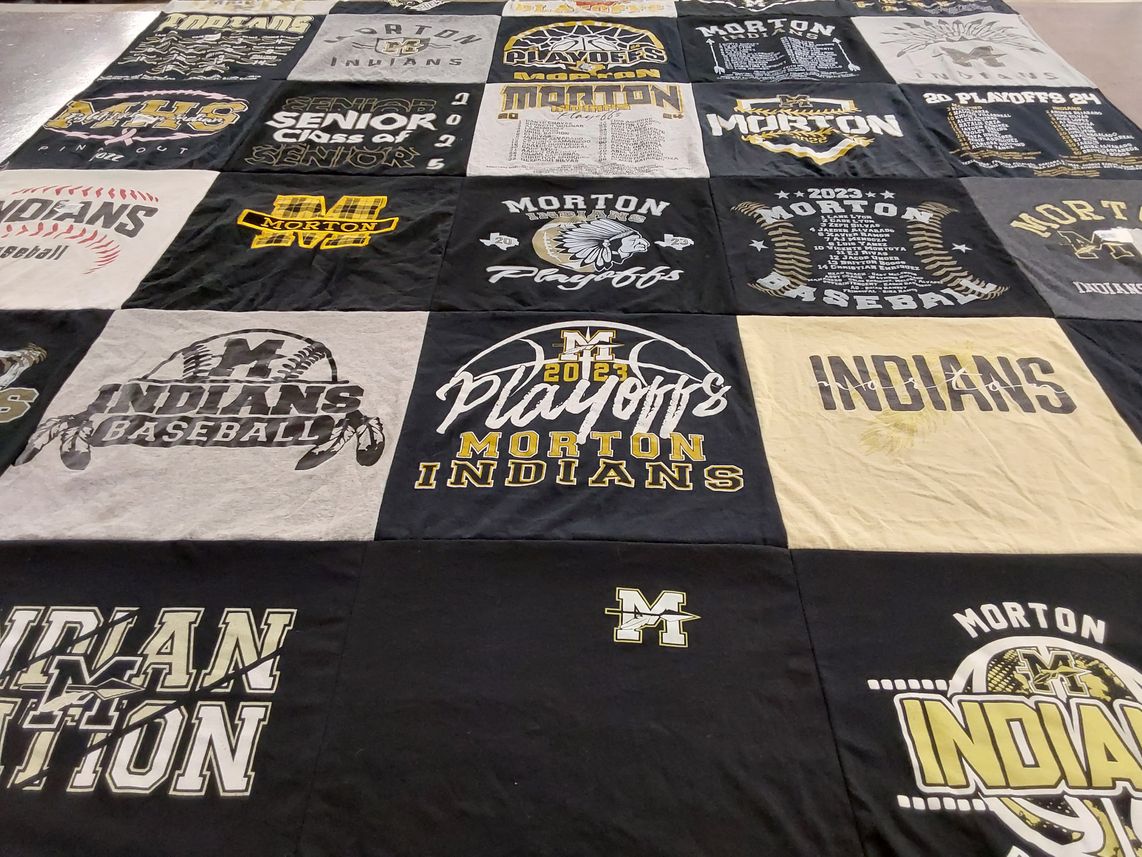 T-shirt quilt featuring morton indians by Julie from TX