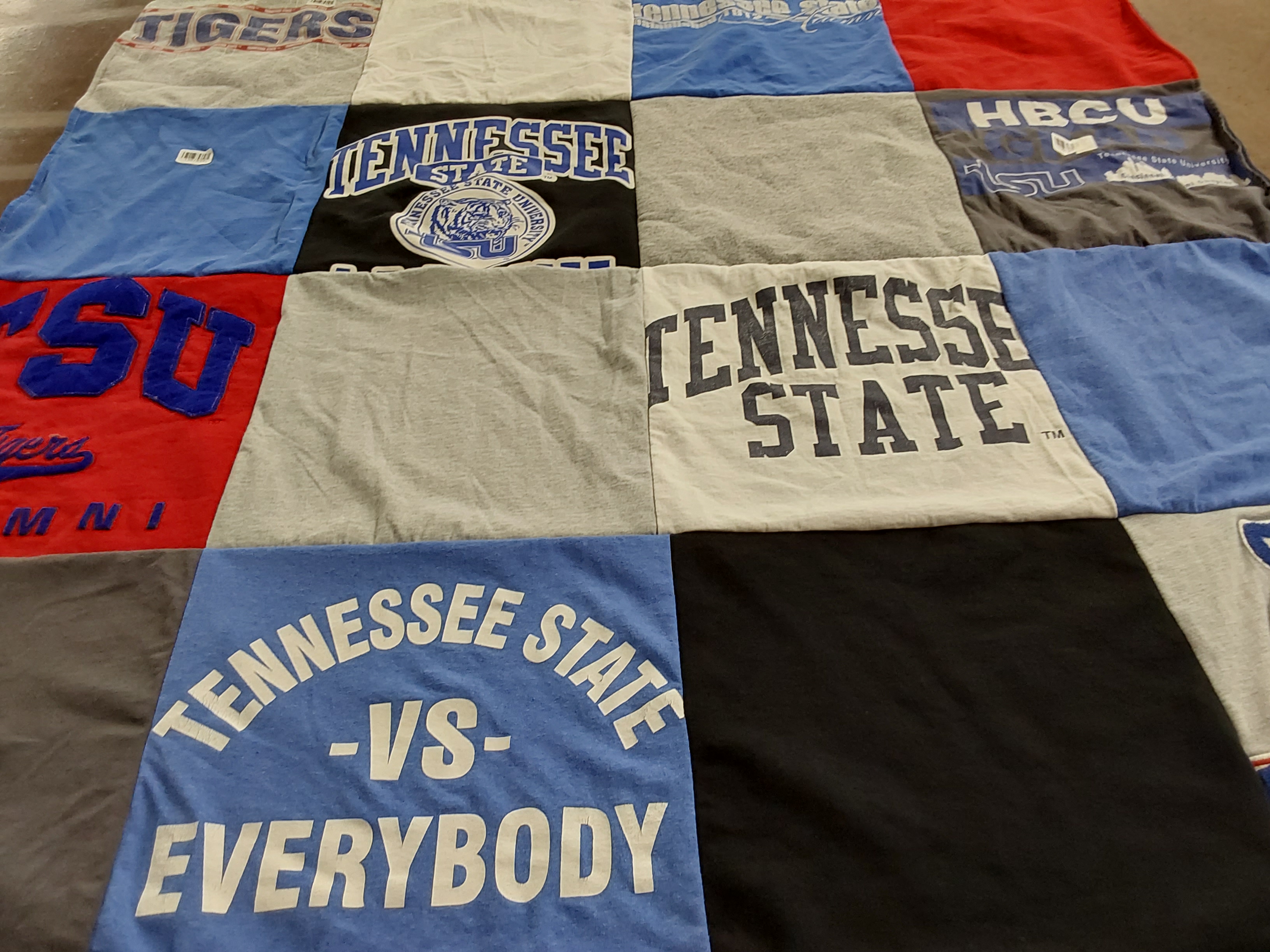 T-shirt quilt featuring tennessee state university tigers by Myra from OH