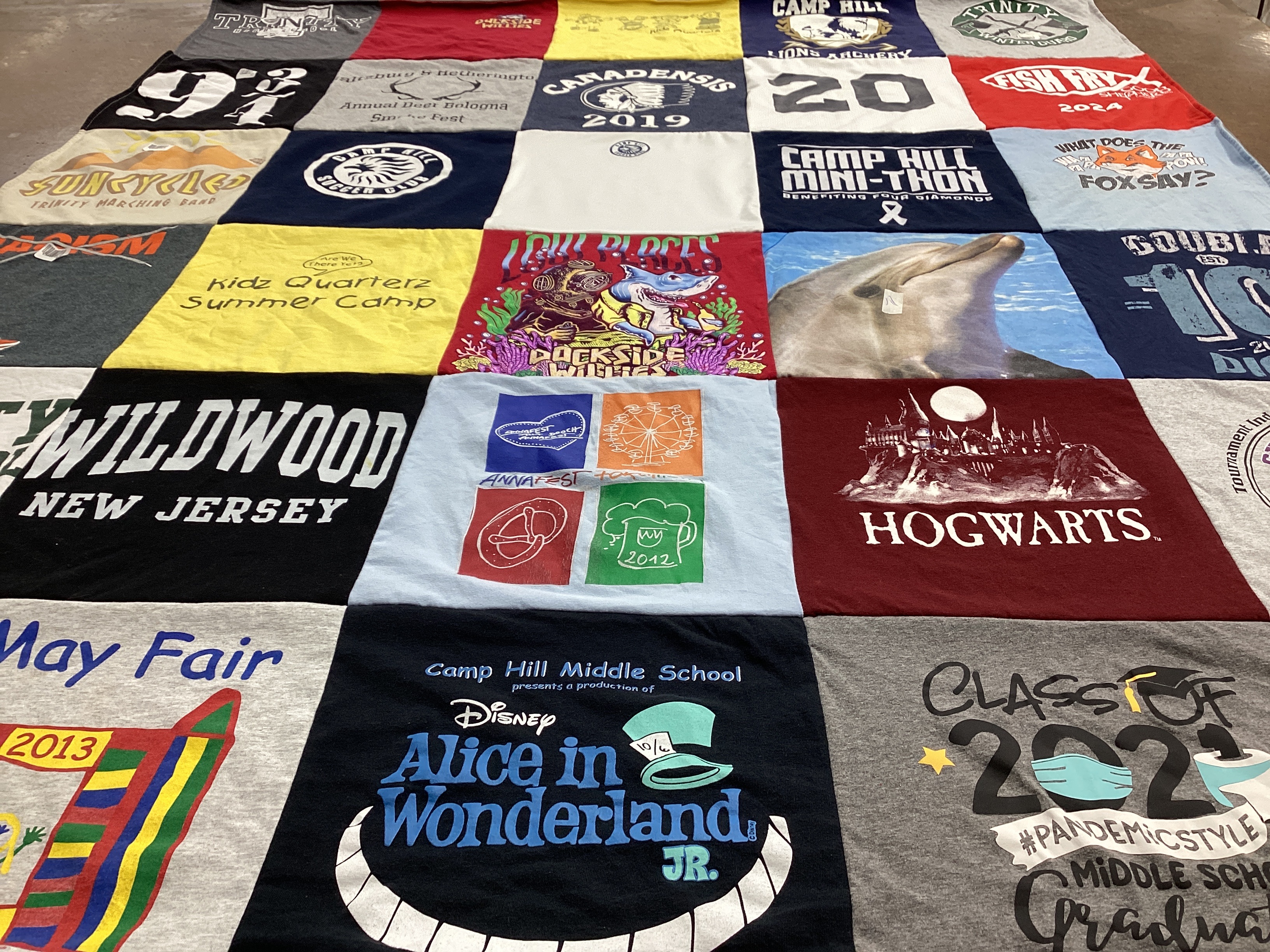 T-shirt quilt from trinity university, camp hill middle school by Susanne from PA