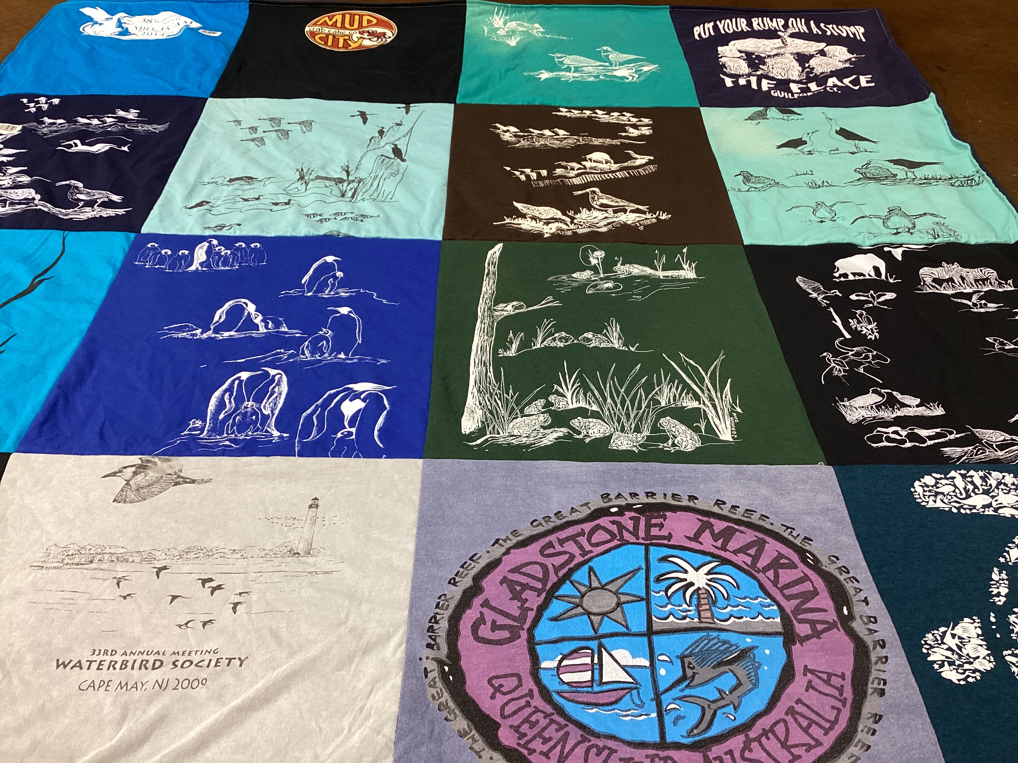 T-shirt quilt with birds, nature themes by Meghan from NJ