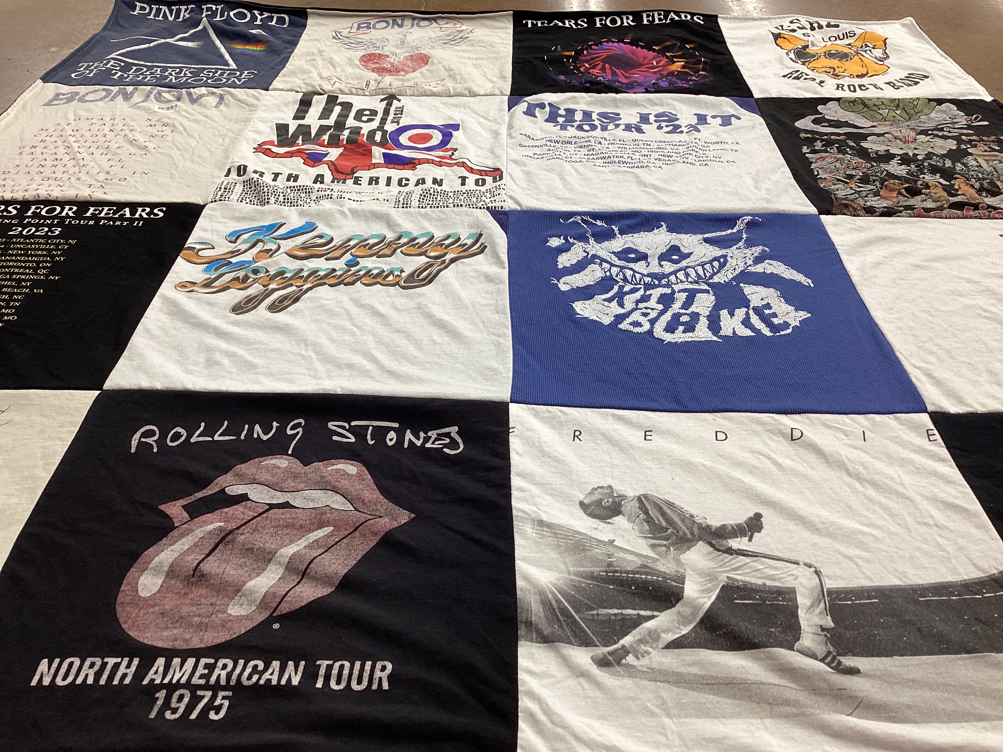 T-shirt quilt with music, rock themes by Michelle  from IL