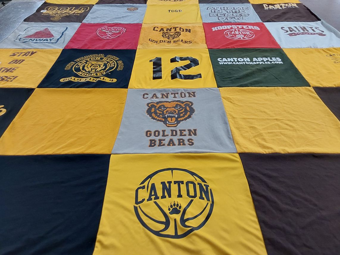 T-shirt quilt featuring canton golden bears by Wendy from NY