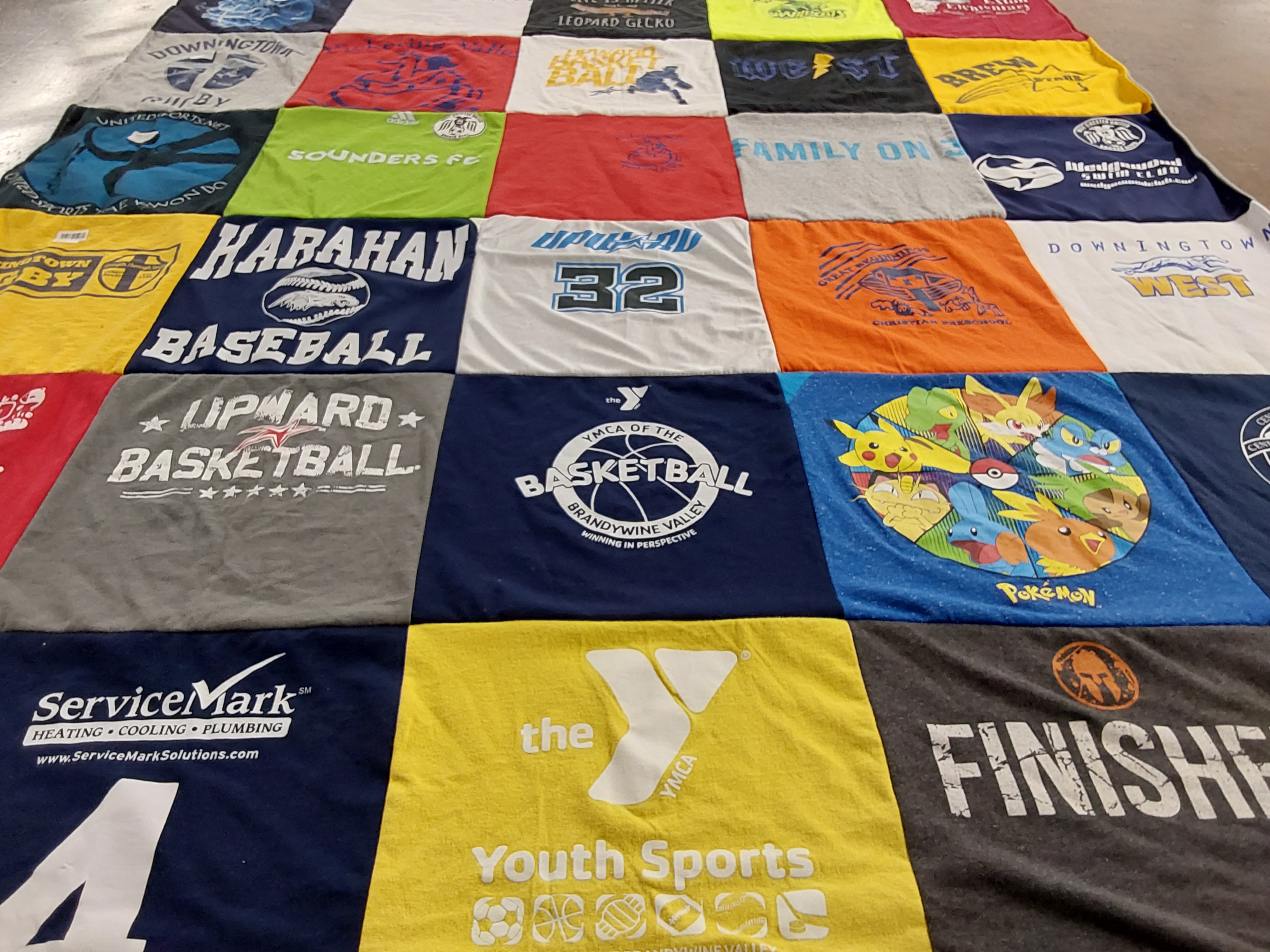 T-shirt quilt featuring downingtown west high school basketball, harahan baseball by Jessica from PA