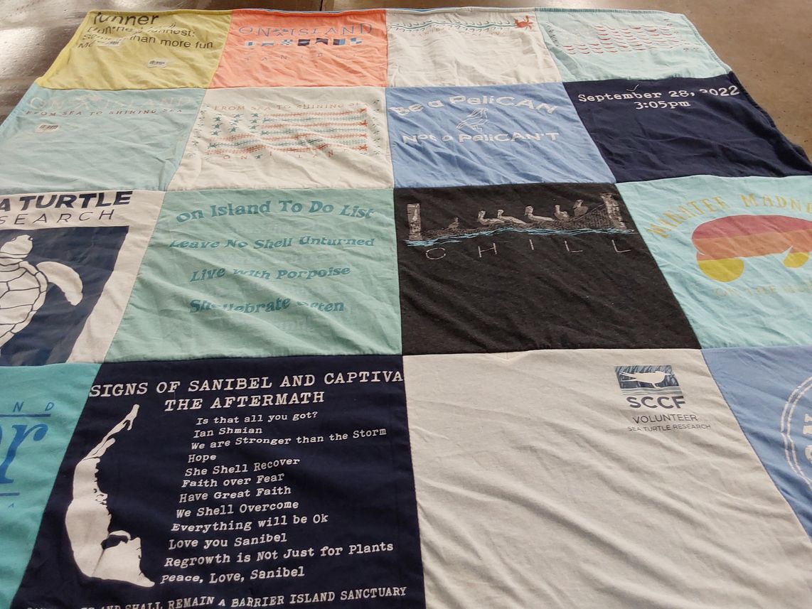 T-shirt quilt with nature, environmental conservation themes by Robin from FL