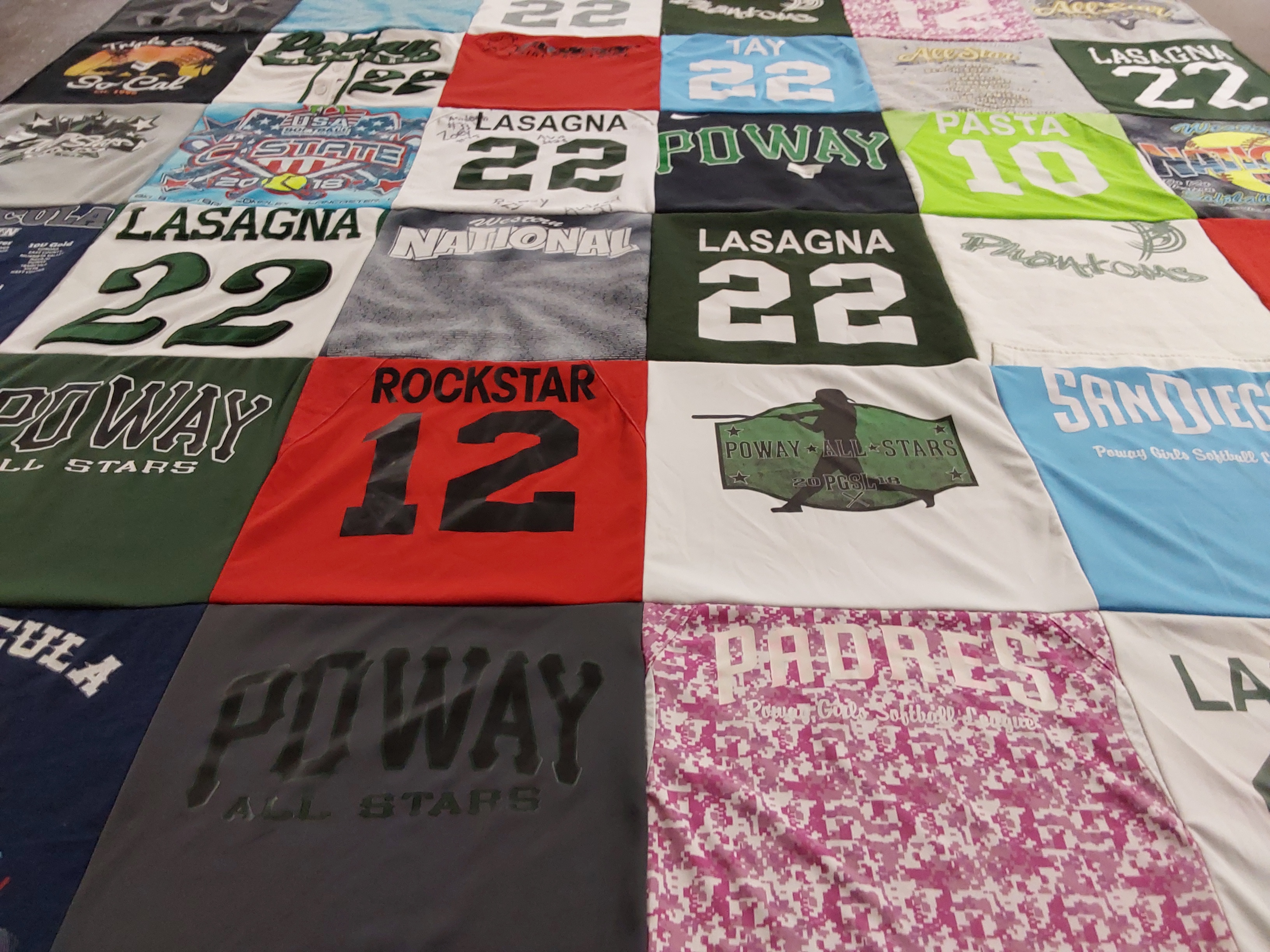 T-shirt quilt with softball themes by Angie from CA