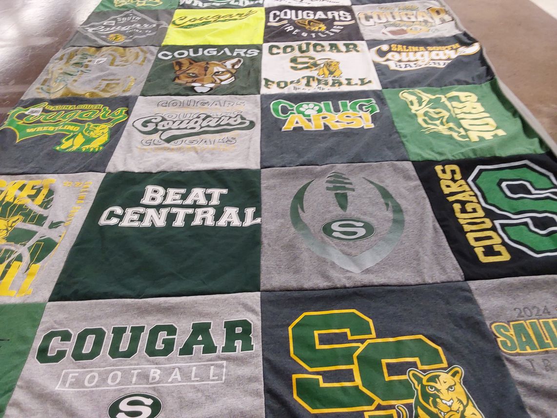 T-shirt quilt featuring salina south high school football by Shawn from KS