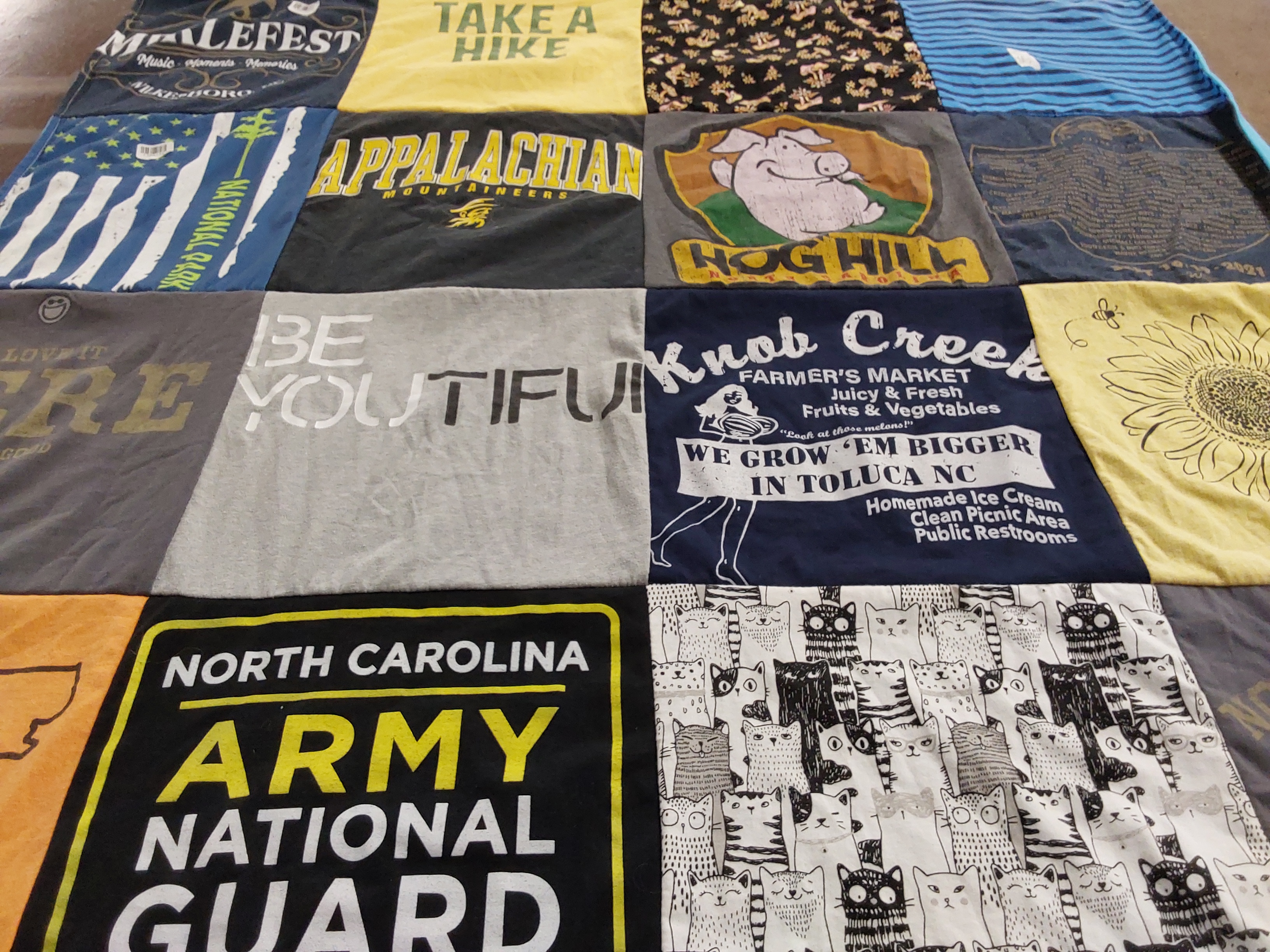 T-shirt quilt featuring appalachian state mountaineers by Lynne from FL