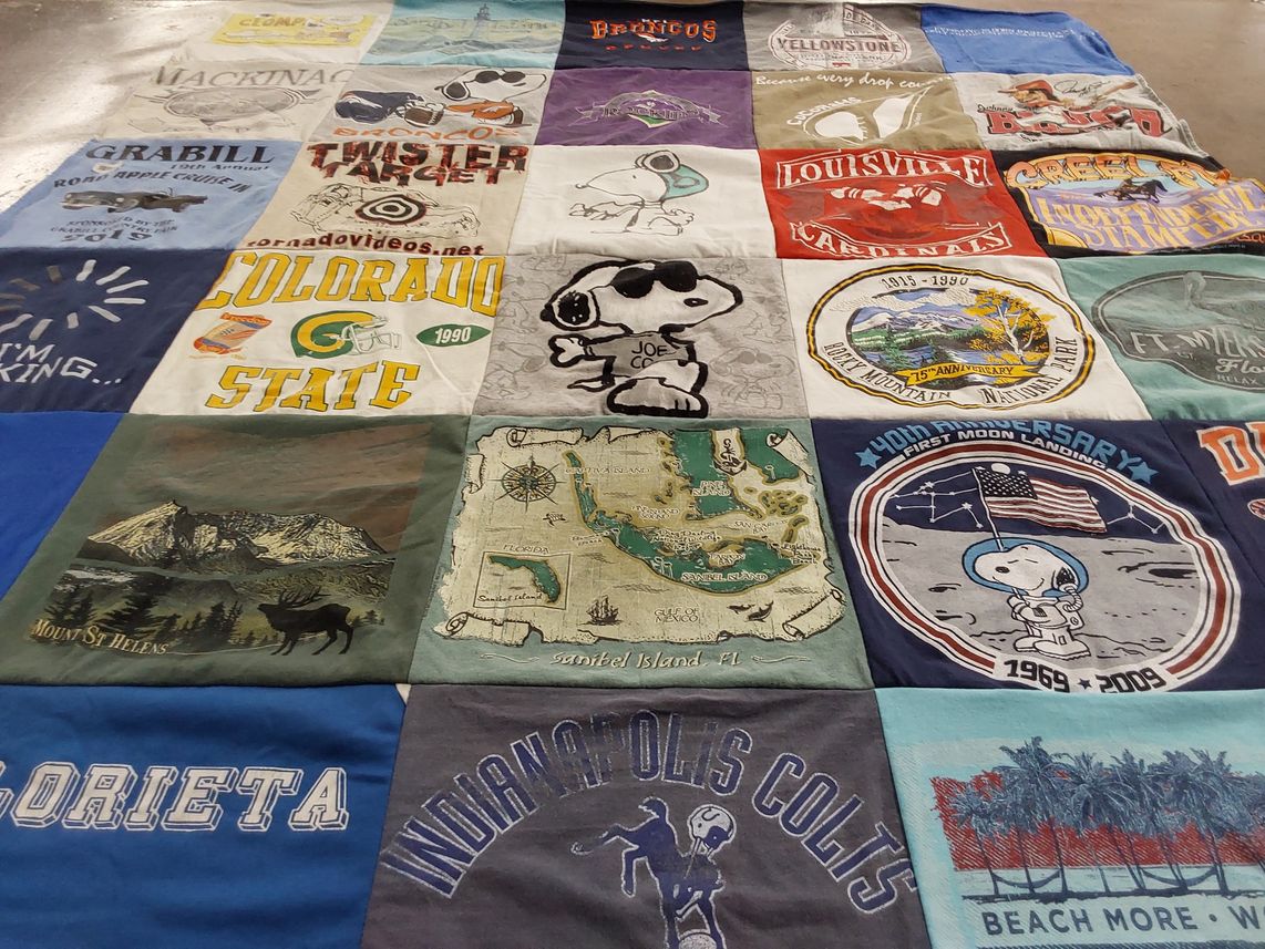 T-shirt quilt featuring indianapolis colts, louisville cardinals by Anthony from IN