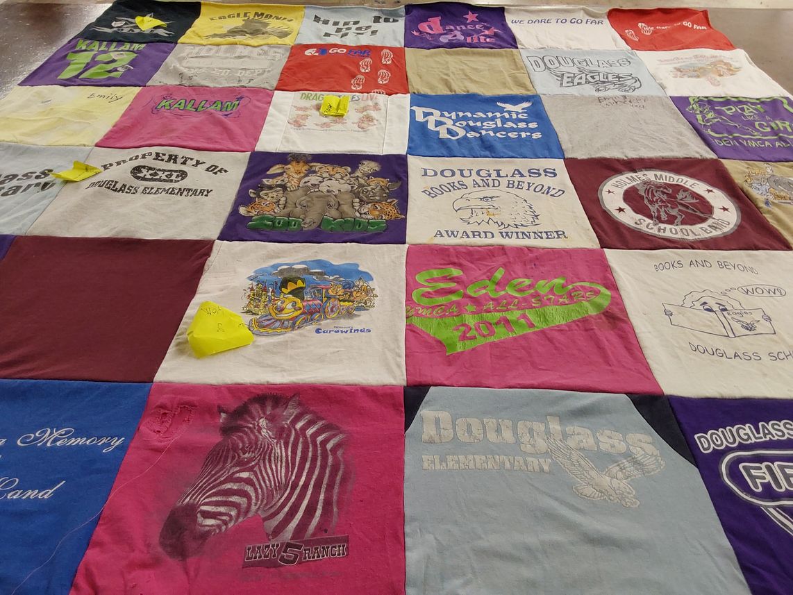 T-shirt quilt featuring douglass eagles by Elizabeth from NC